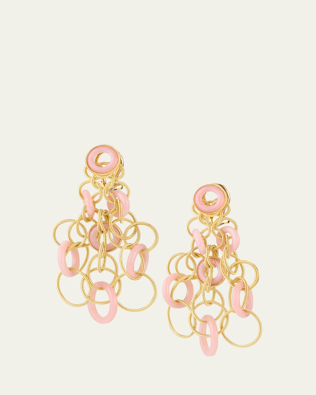Buccellati Hawaii 18K Yellow Gold Pink Opal Earrings, 5cm