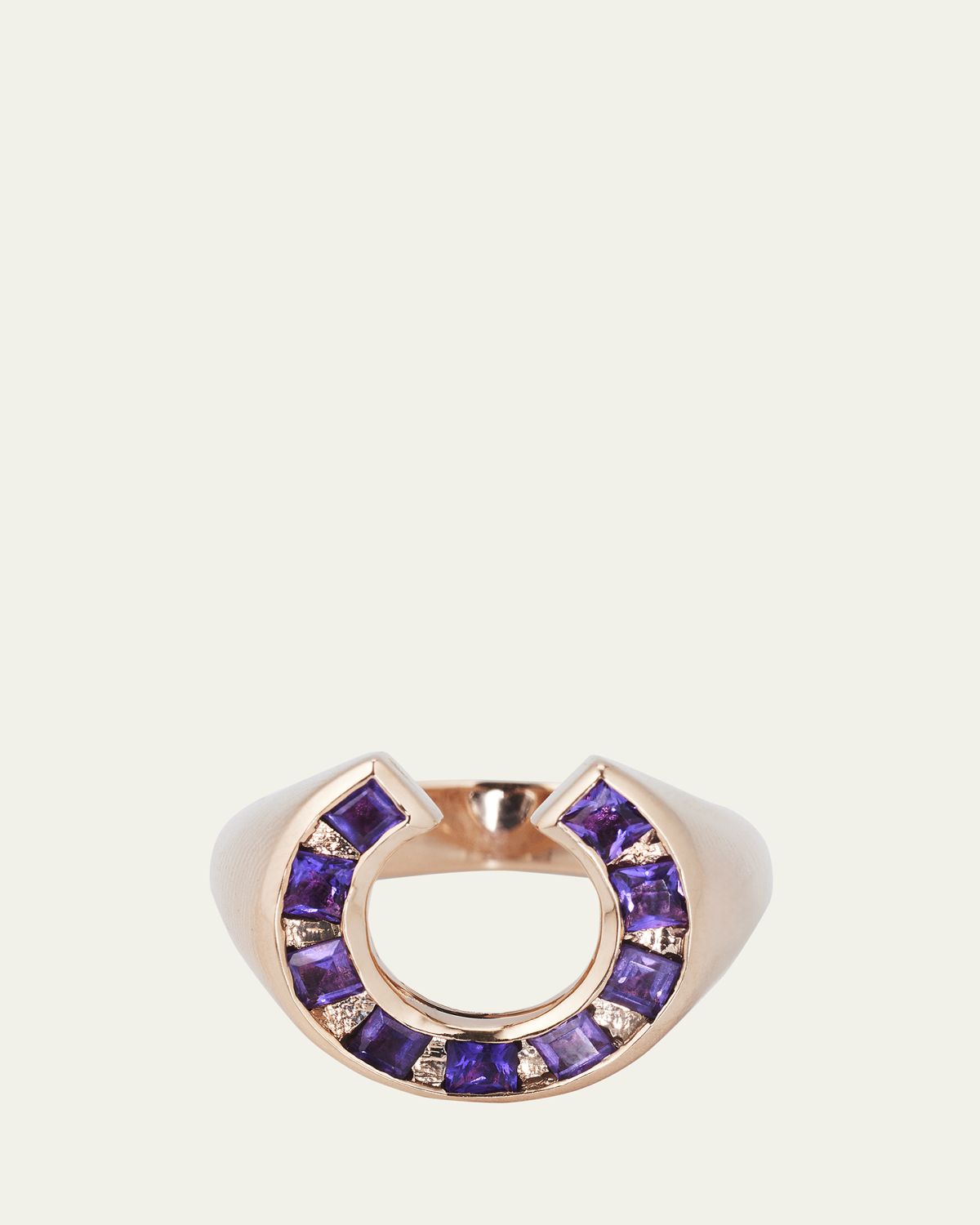 JOLLY BIJOU 14k Rose Gold Sundial Amethyst Ring