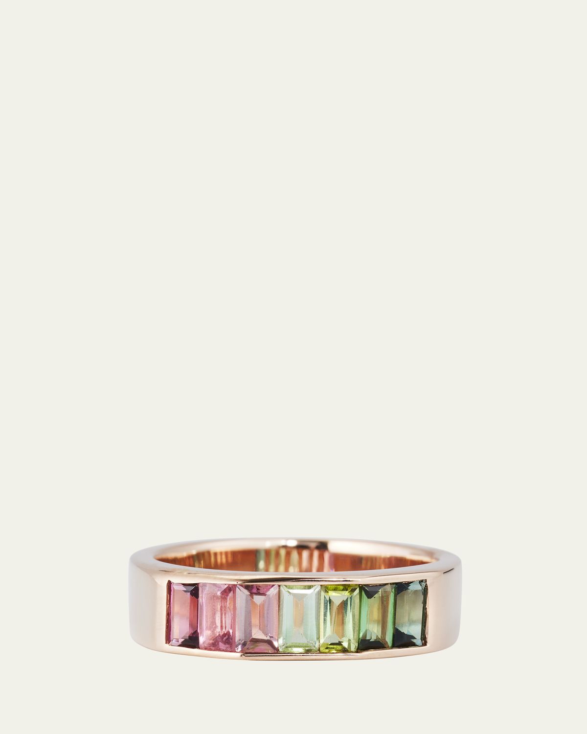 JOLLY BIJOU 1k Rose Gold Otto Rainbow Tourmaline Pinky Ring