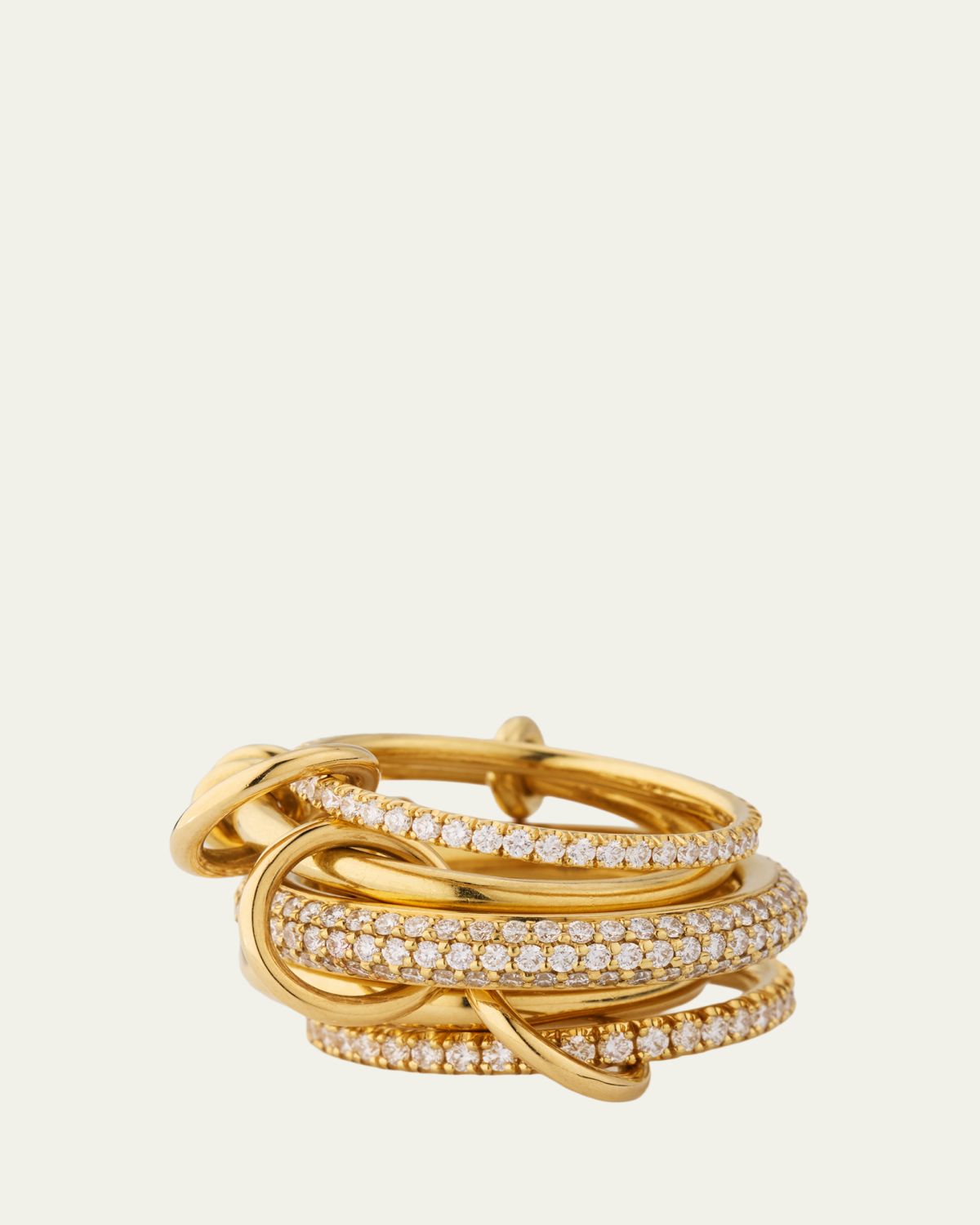 Spinelli Kilcollin Venus 18K Yellow Gold 5-Link Ring with Diamonds