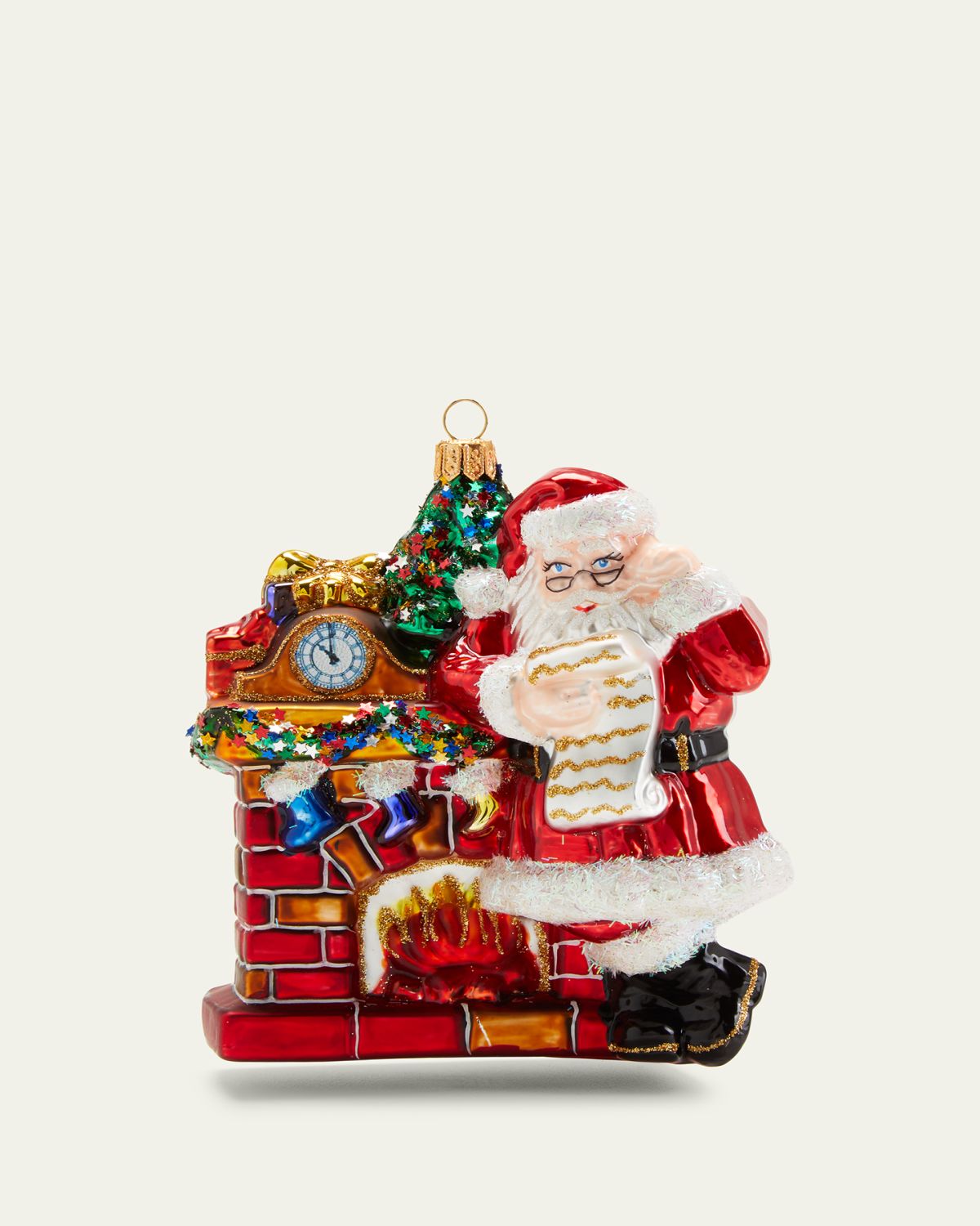 Bergdorf Goodman Santa at Fireplace Christmas Ornament