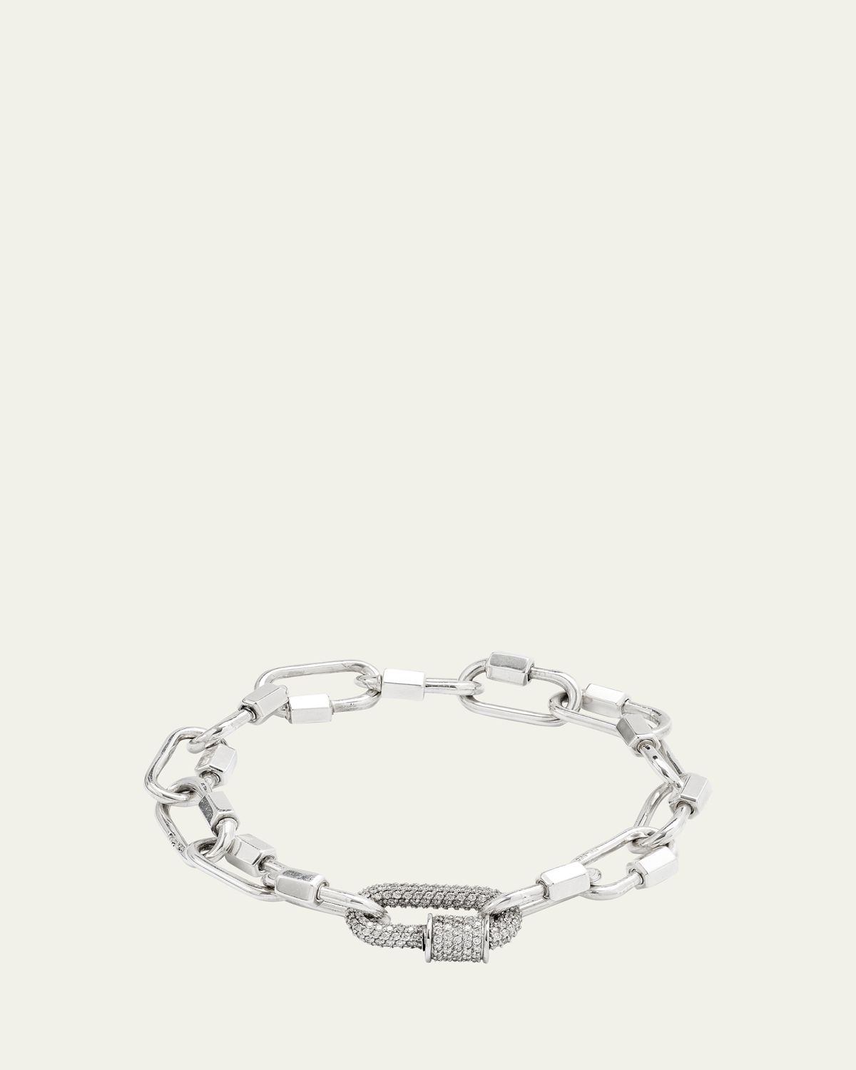 Marla Aaron Sterling Silver Babylock Bracelet with 14K White Gold All Stone Chubby Babylock