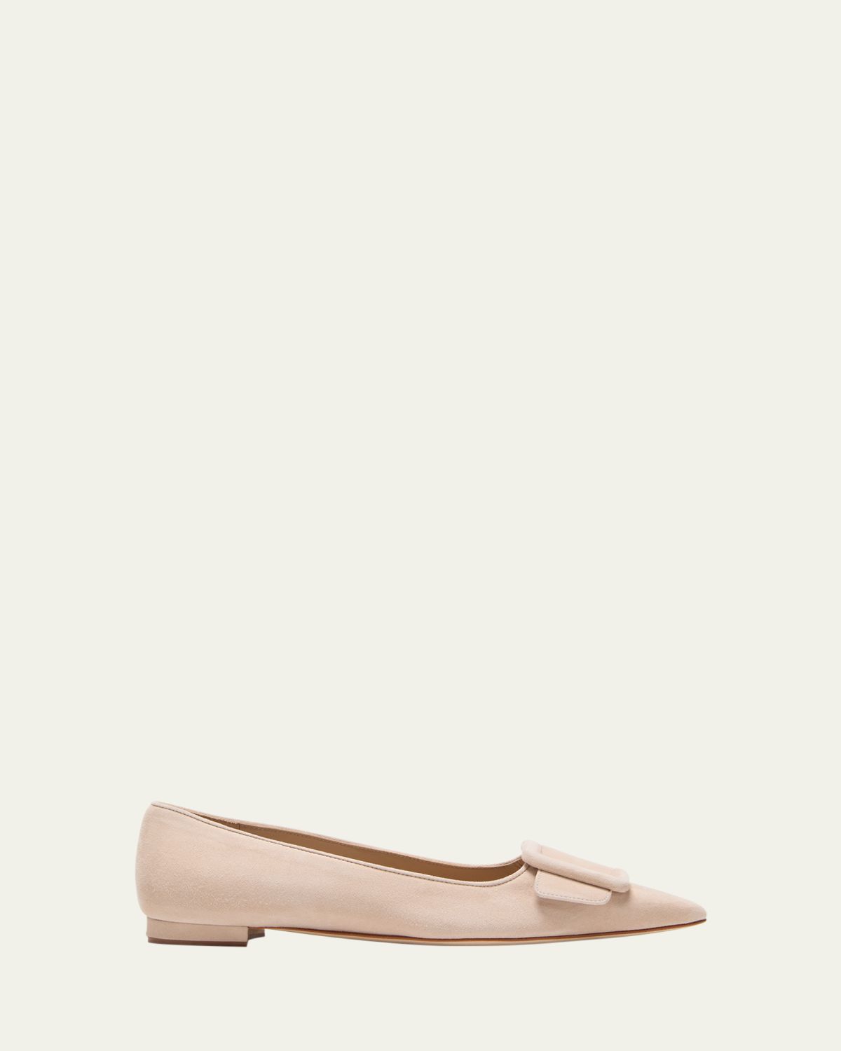 Manolo Blahnik Maysale Suede Buckle Ballerina Flats