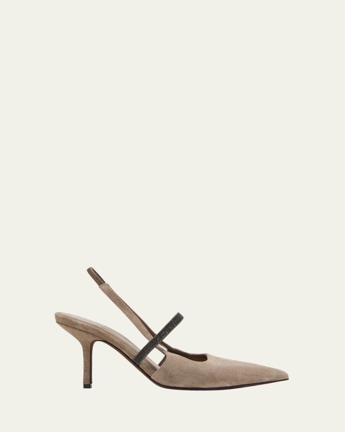 Brunello Cucinelli Suede Pointed Toe Slingback Pumps