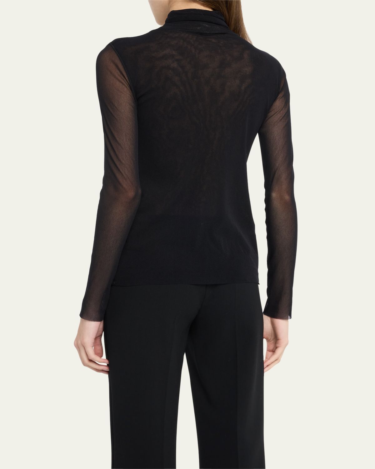Fuzzi Long-Sleeve Turtleneck Tulle Blouse | Thumbnail 3
