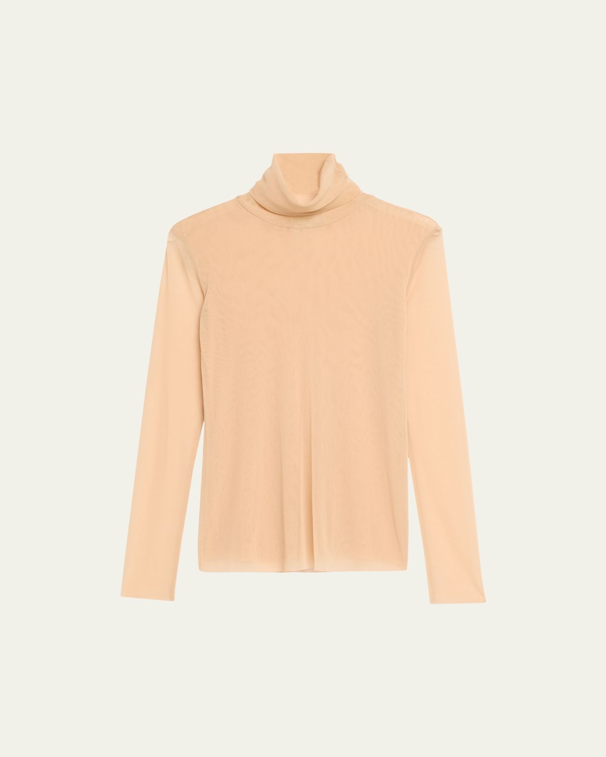 Fuzzi Long-Sleeve Turtleneck Tulle Blouse