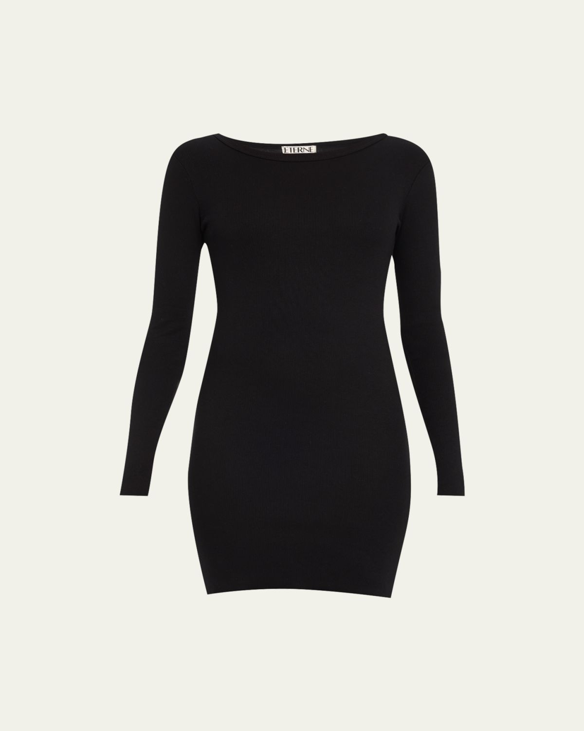 Eterne Long-Sleeve Crewneck Knit Mini Dress
