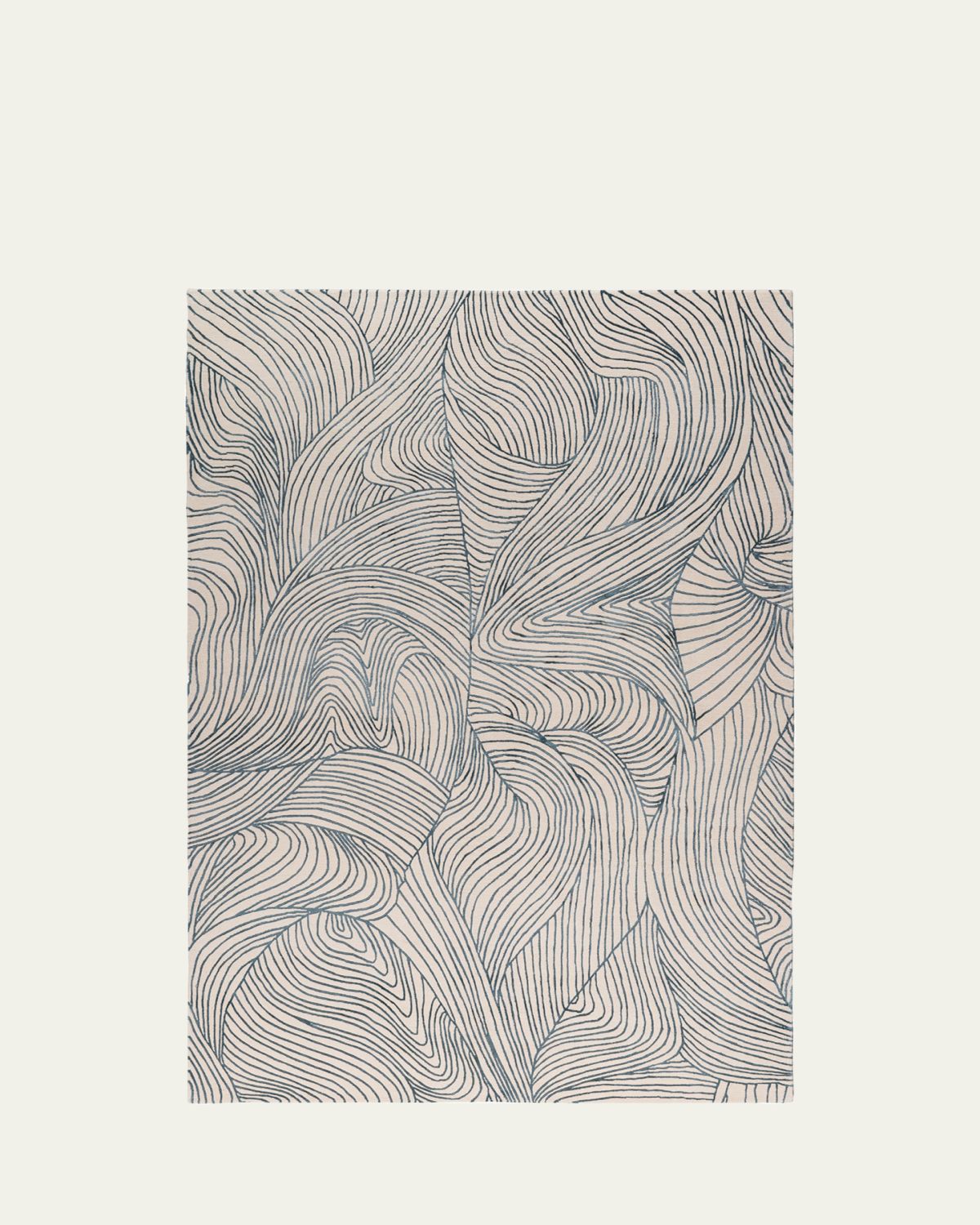 The Rug Company x Adam Hunter Waves Blue Hand-Knotted Rug, 6' x 9'