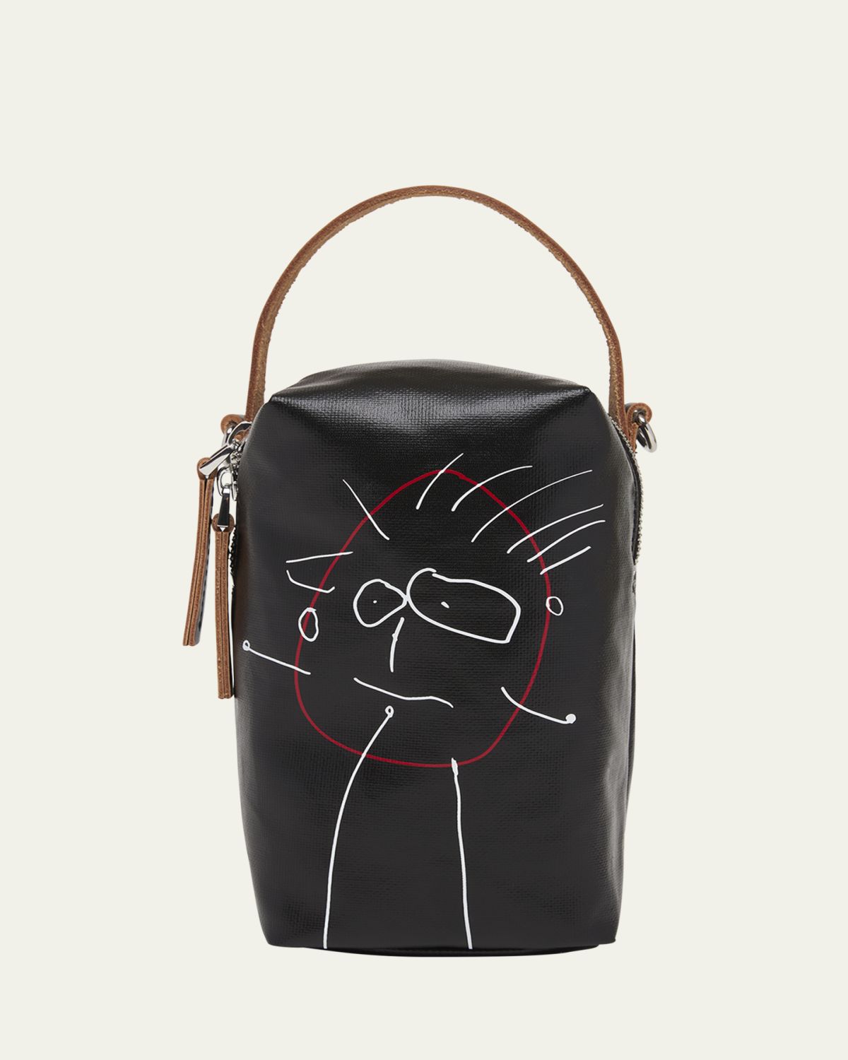 Plan C Pili Graphic-Print Canvas Bucket Bag