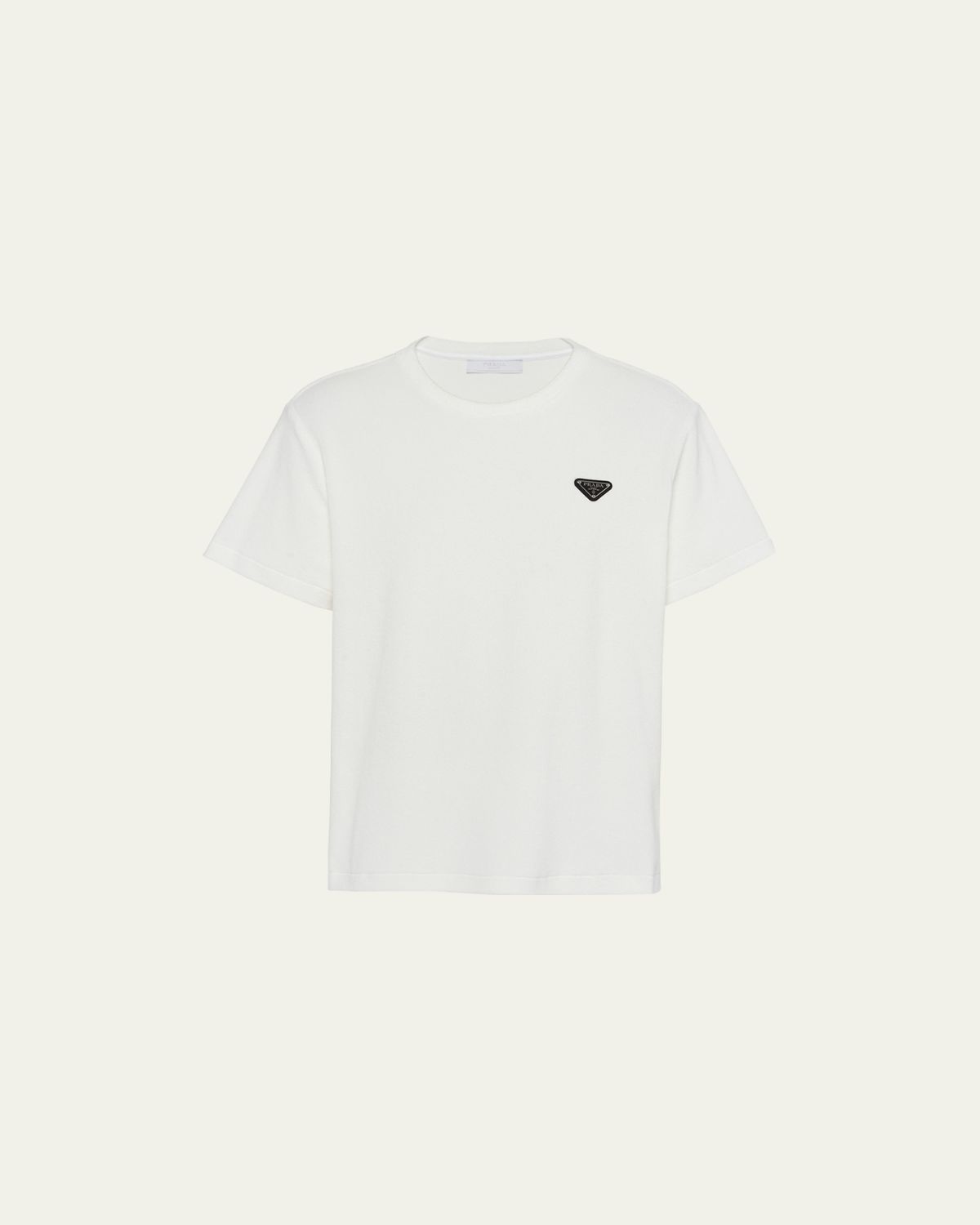 Prada Men's Terry T-Shirt with Triangle Logo