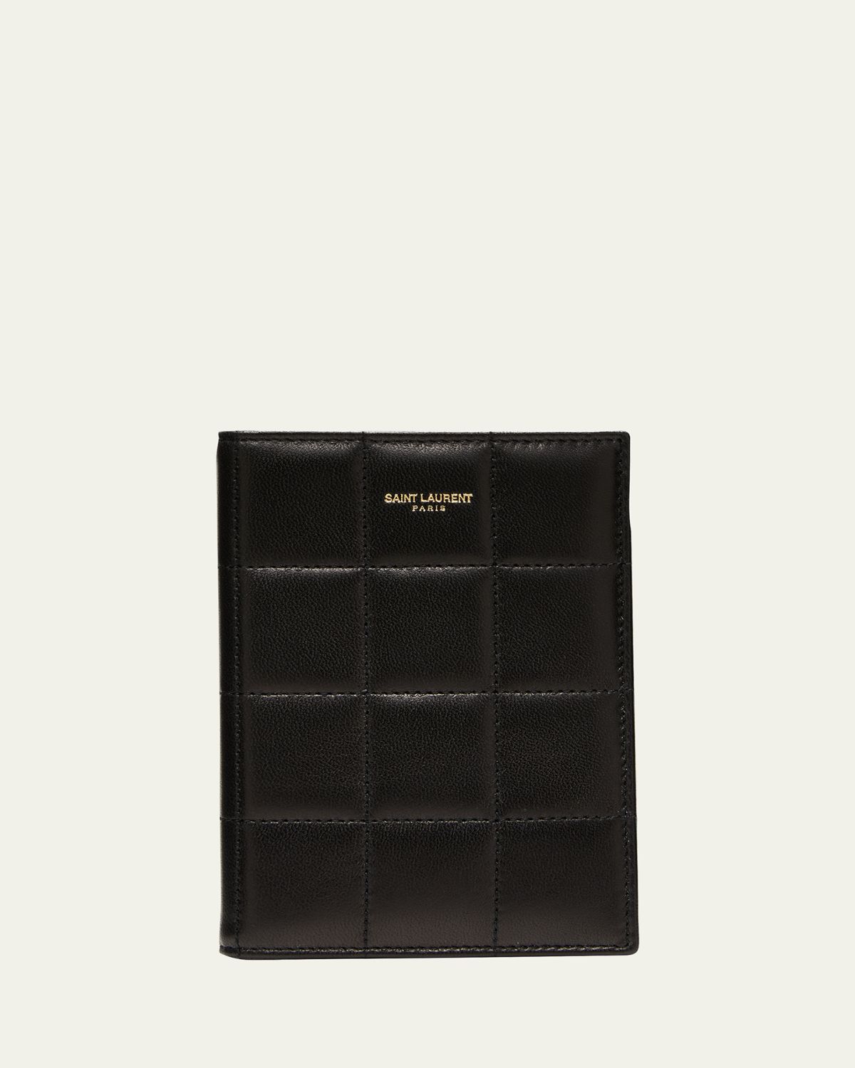 Saint Laurent Passport Case in Quilted Smooth Leather