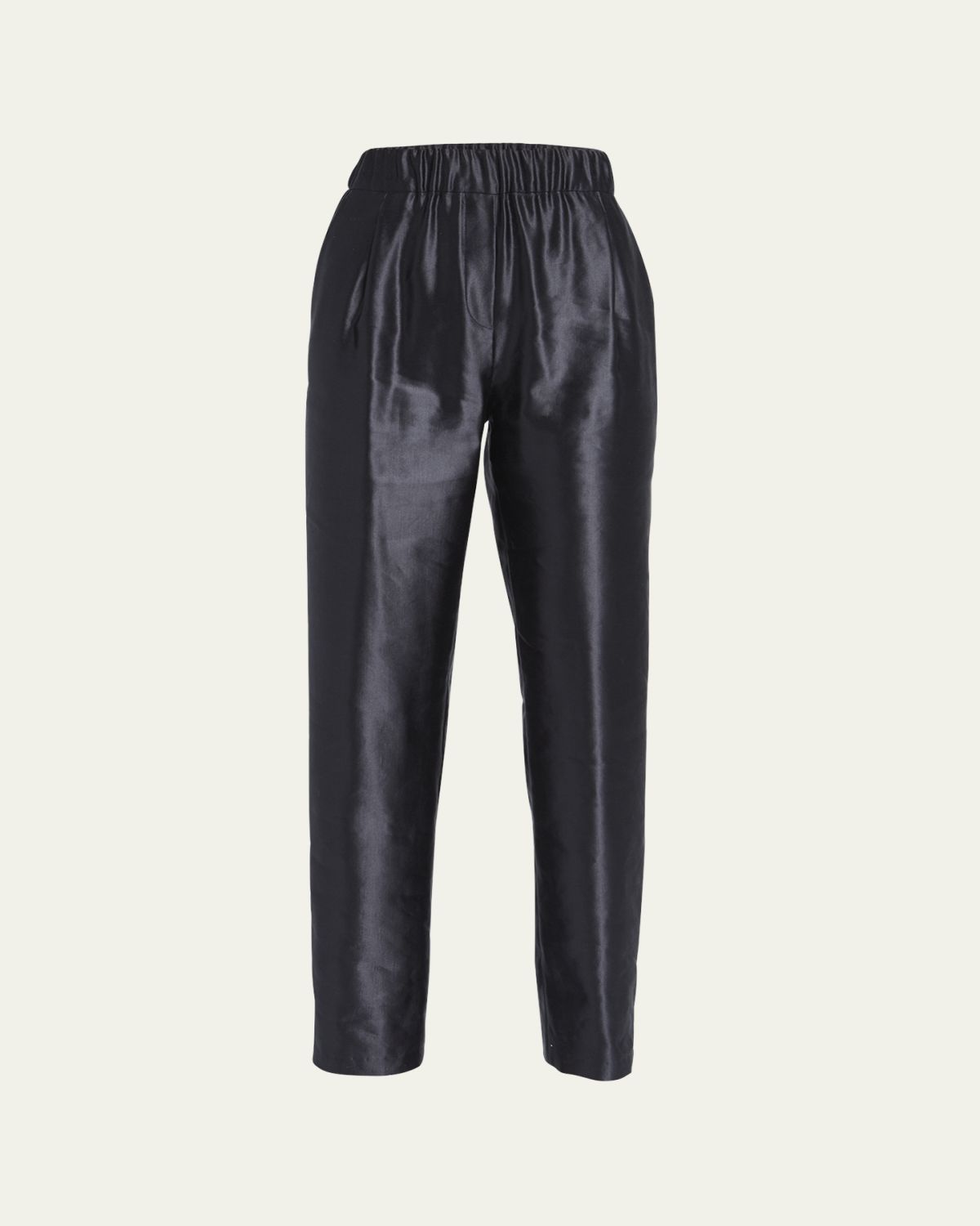 Giorgio Armani Metallic Linen-Silk Straight-Leg Pull-On Trousers | Thumbnail 6