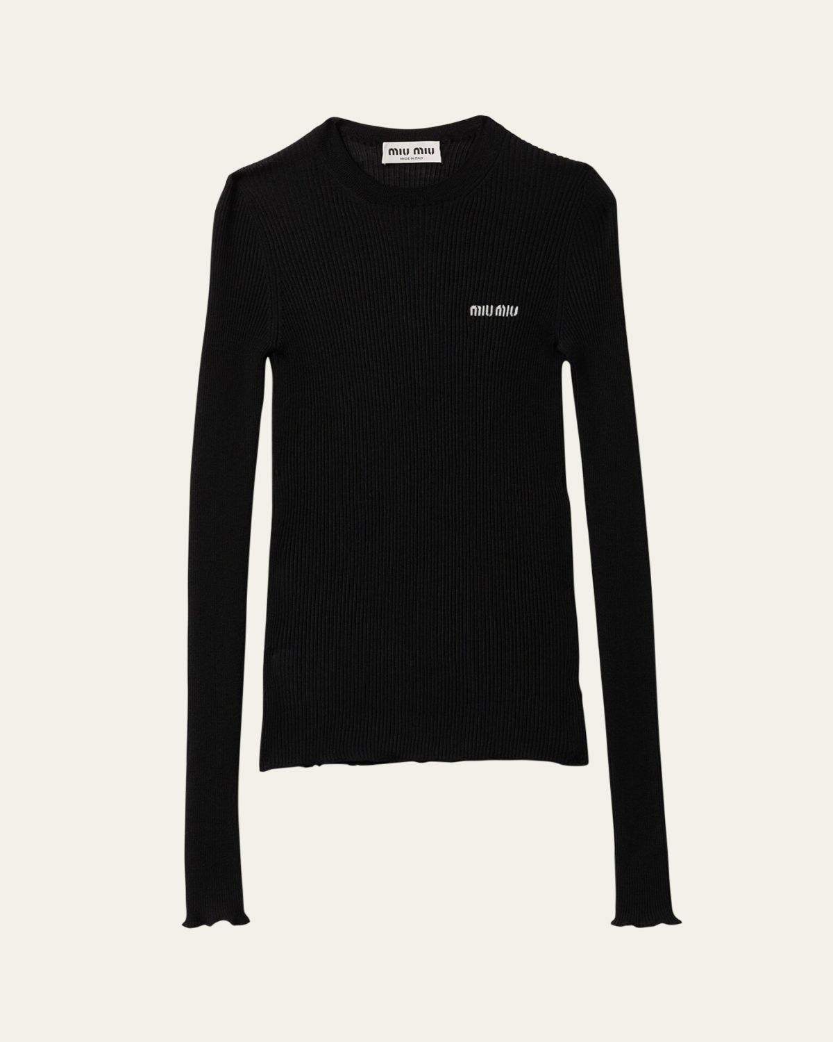 Miu Miu Cashmere Silk Rib Crewneck Sweater