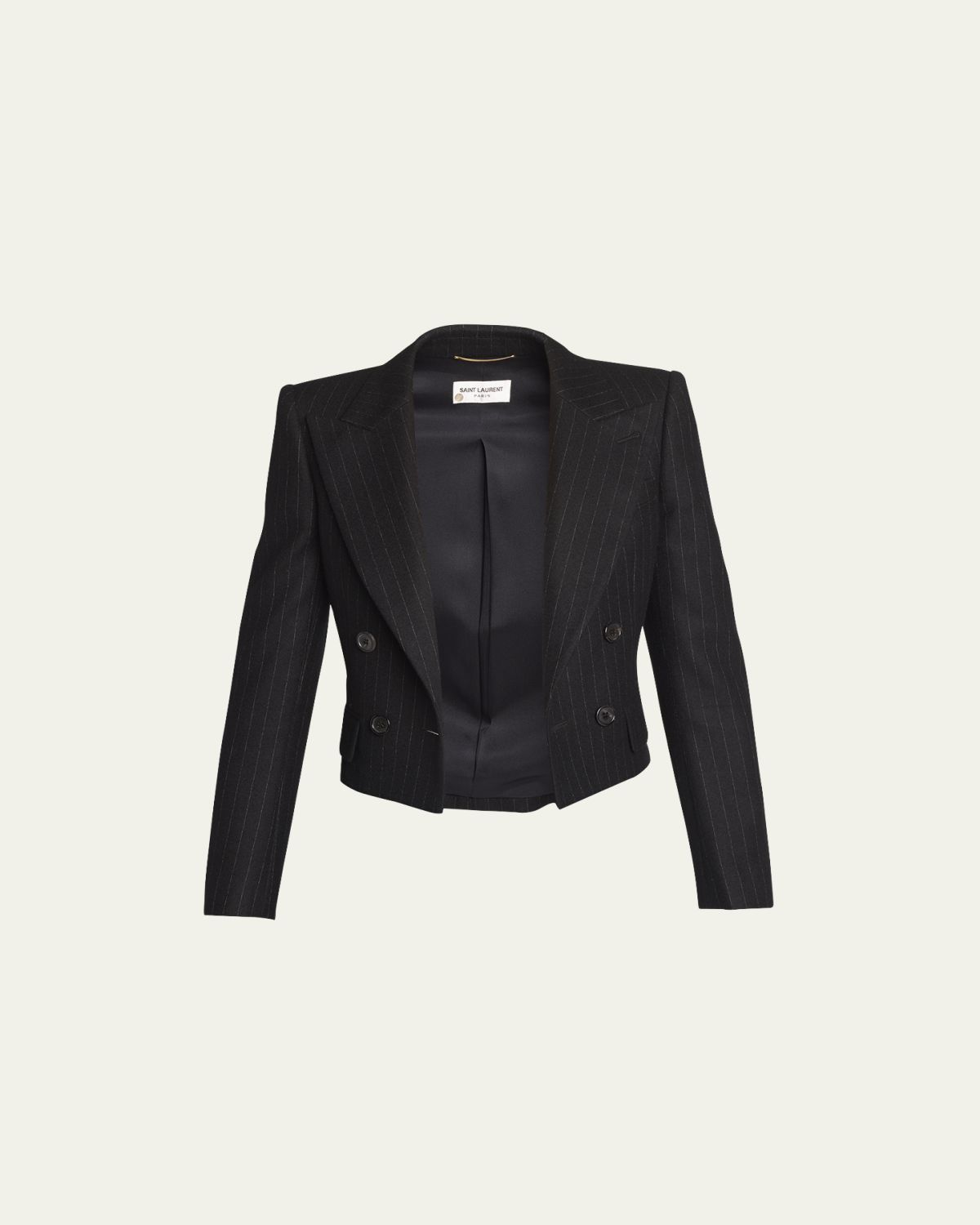 Saint Laurent Spencer Pinstripe Cropped Wool Jacket