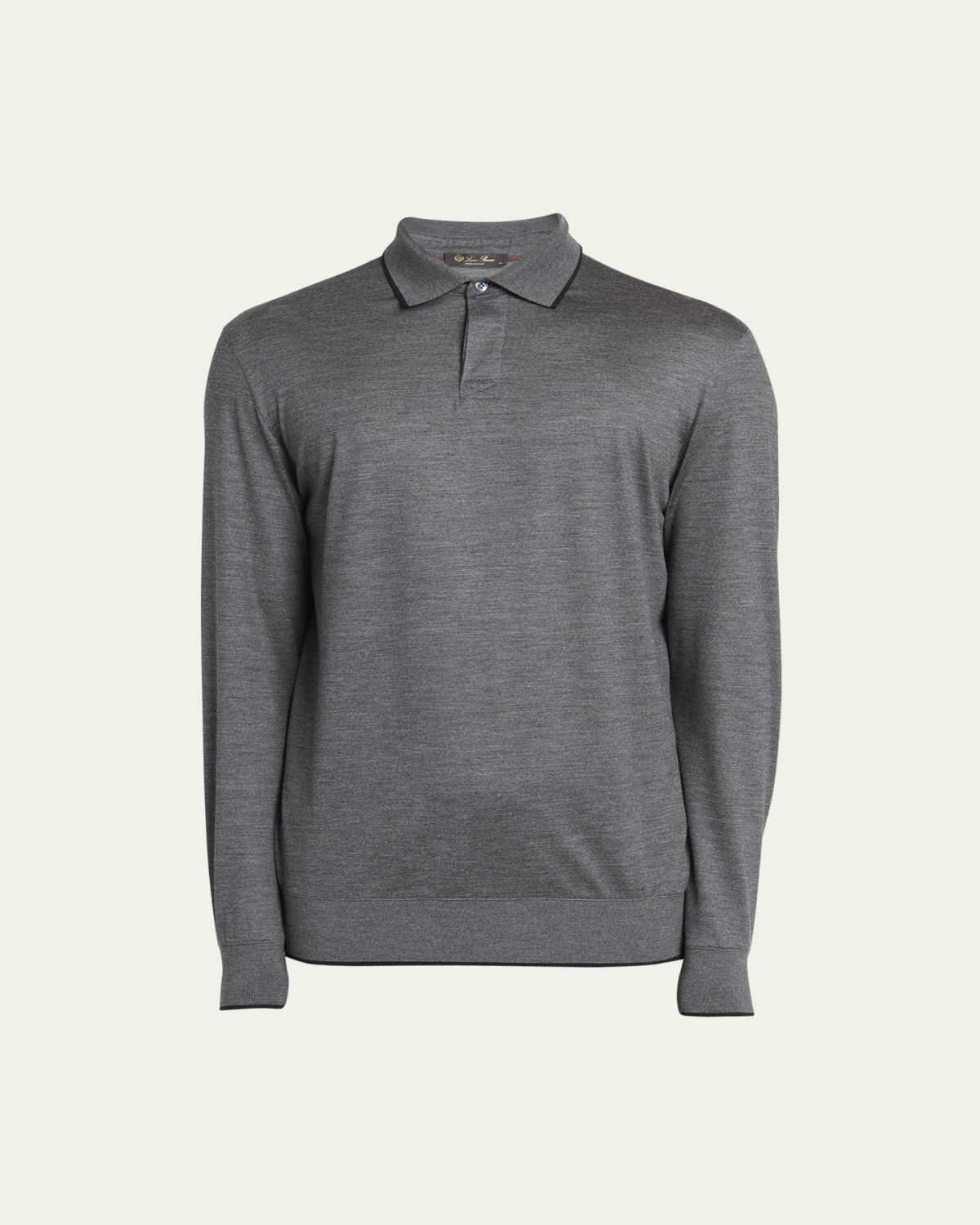 Loro Piana Men's Wool Polo Shirt with Tipping