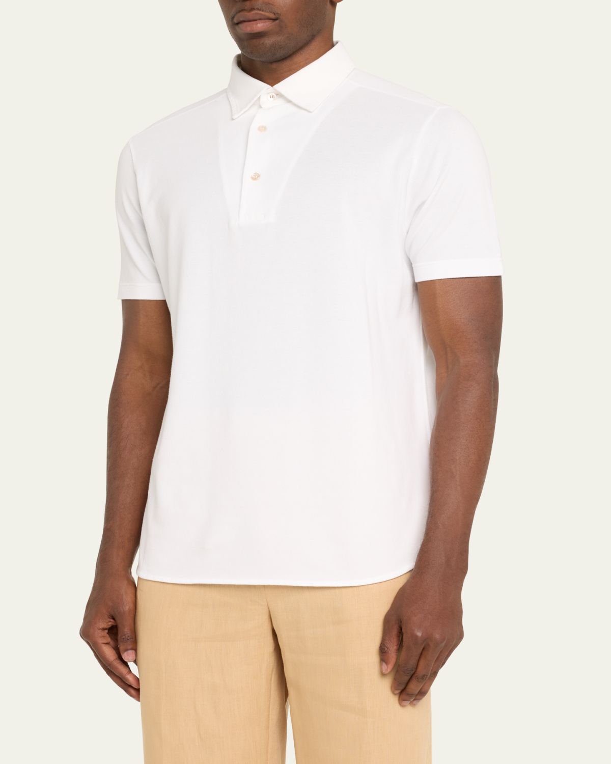 Loro Piana Men's Cotton Pique Polo Shirt | Thumbnail 4 Loro Piana Men's Cotton Pique Polo Shirt | Thumbnail 4