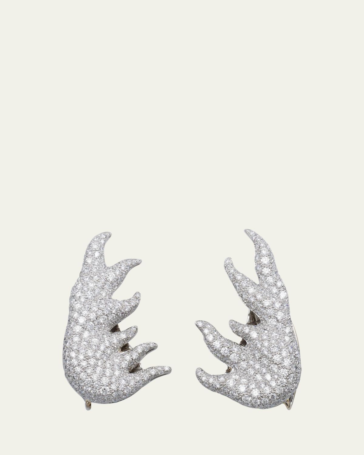 Verdura Platinum and Diamond Sea Foam Earclips