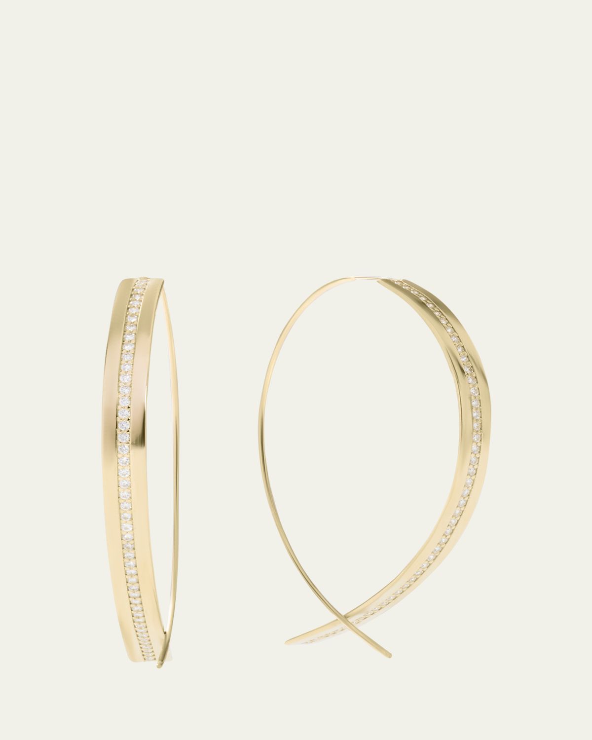 Lana 14K Gold Flawless Vanity Single Row Diamond Upside Down Hoop Earrings