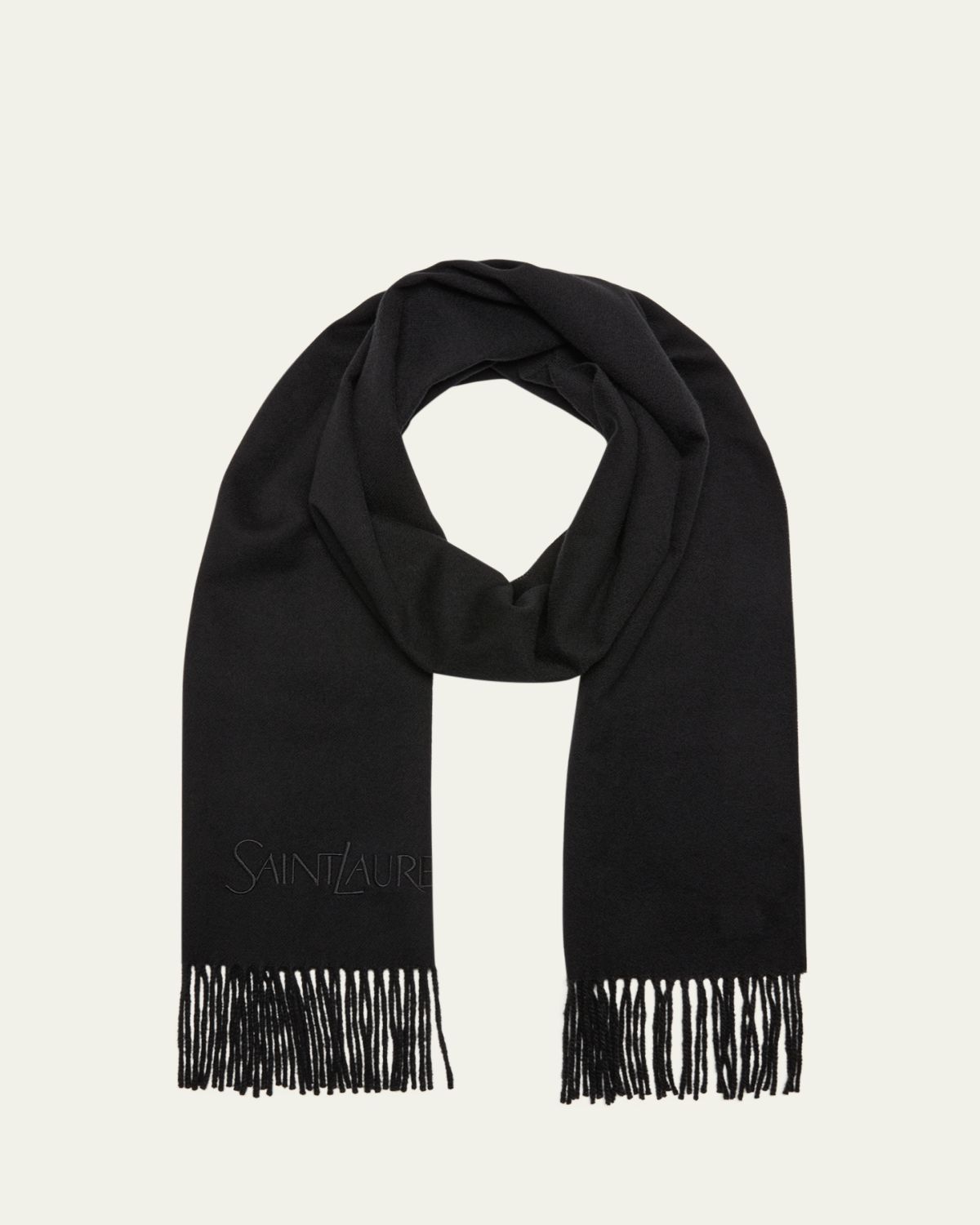 Saint Laurent Men's Cashmere Embroidered Logo Scarf