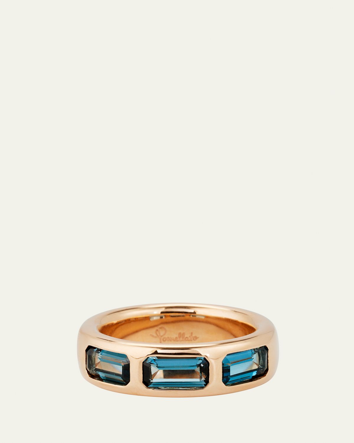 Pomellato 18K Rose Gold Iconica Ring with London Blue Topaz