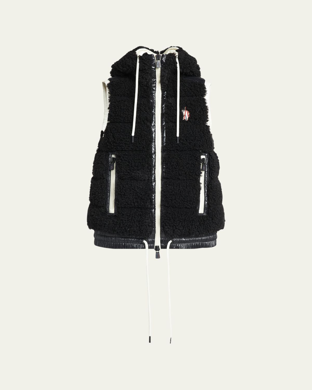 Moncler Faux Sherpa Drawstring Puffer Vest