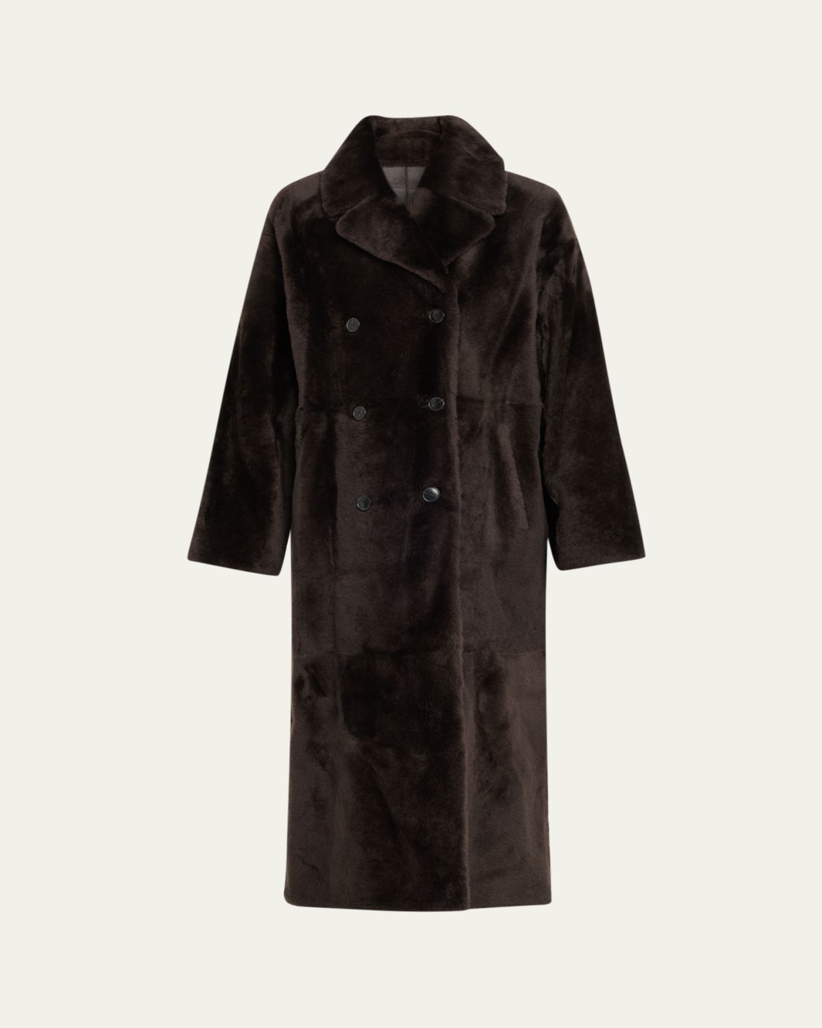 Yves Salomon Lacon Double-Breasted Shearling Coat