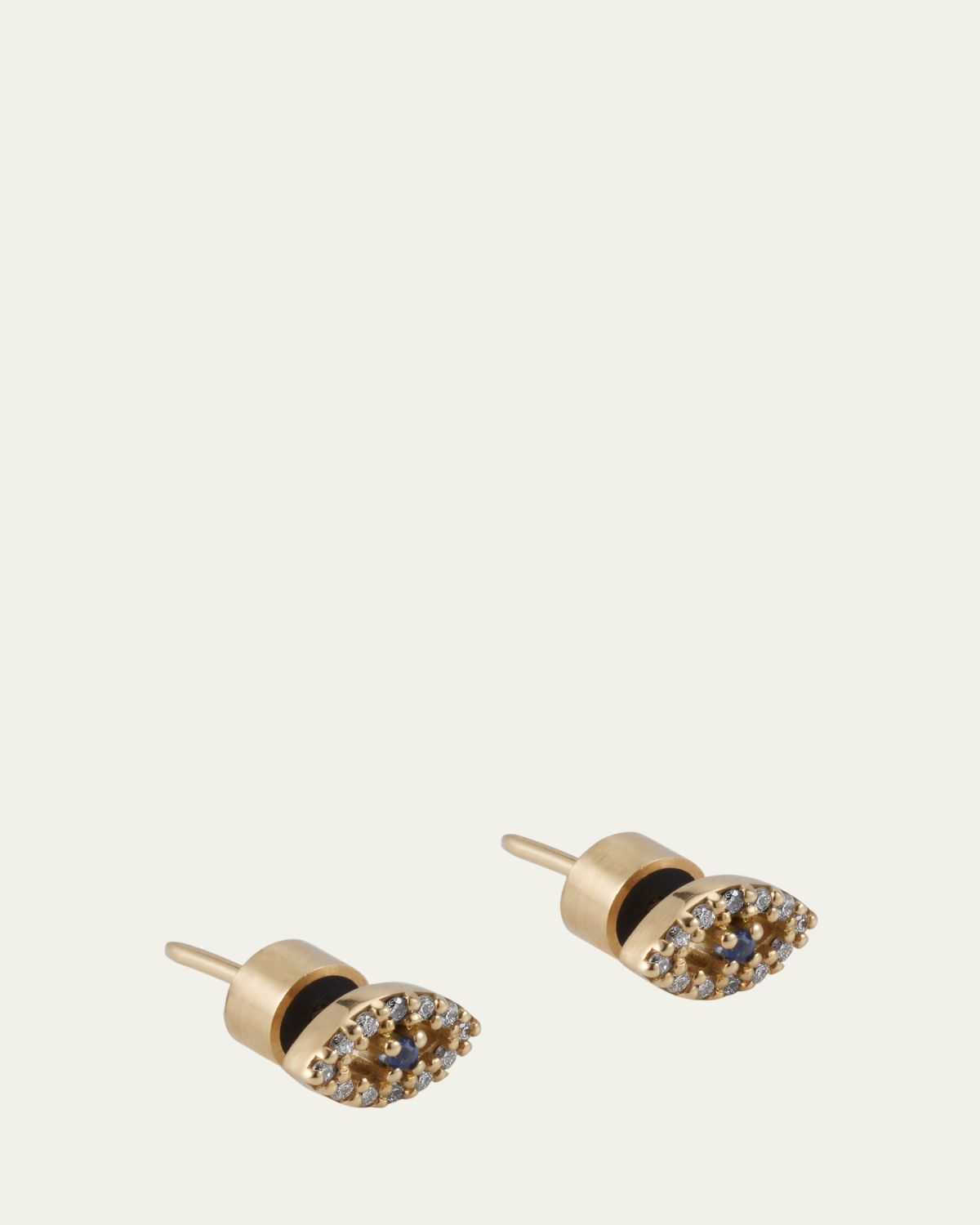 ILEANA MAKRI Blue Sapphire and Diamond Kitten Eye Stud Earrings