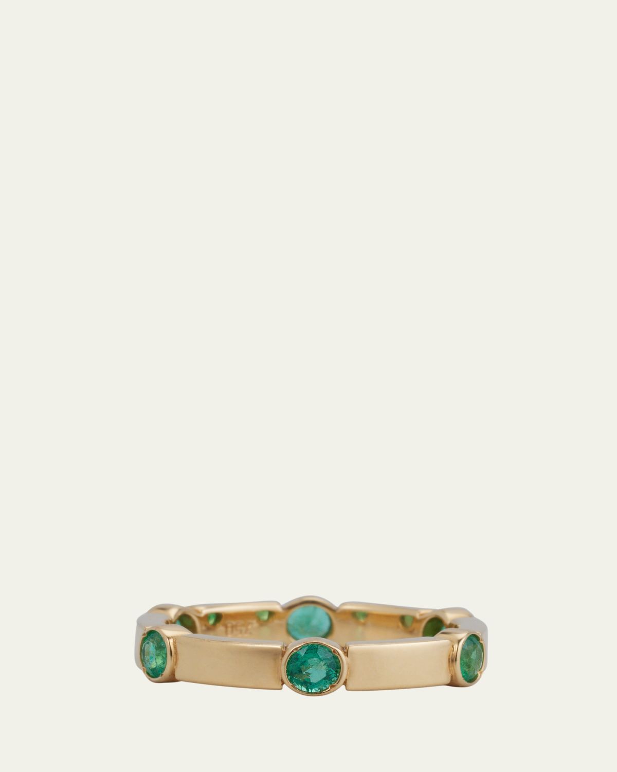 ILEANA MAKRI 18K Yellow Gold Stepping Stones Stream Ring with Emeralds