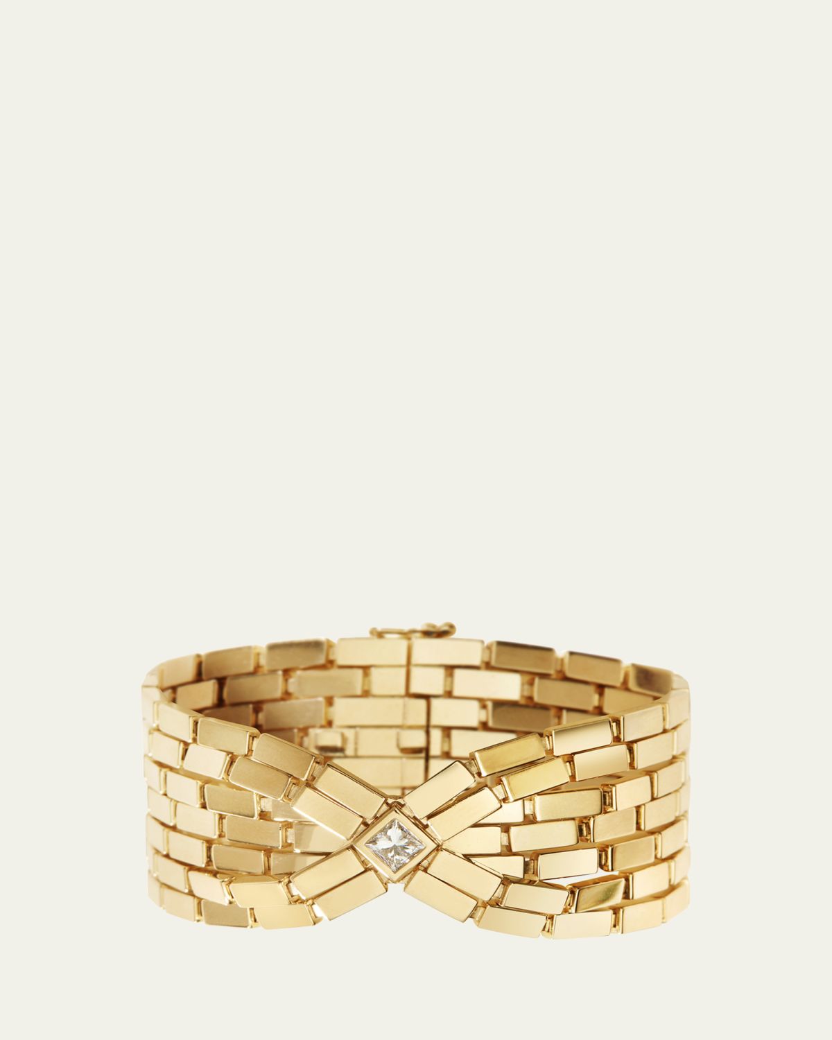 ILEANA MAKRI 18K Yellow Gold Cascade Bracelet with Square White Diamonds
