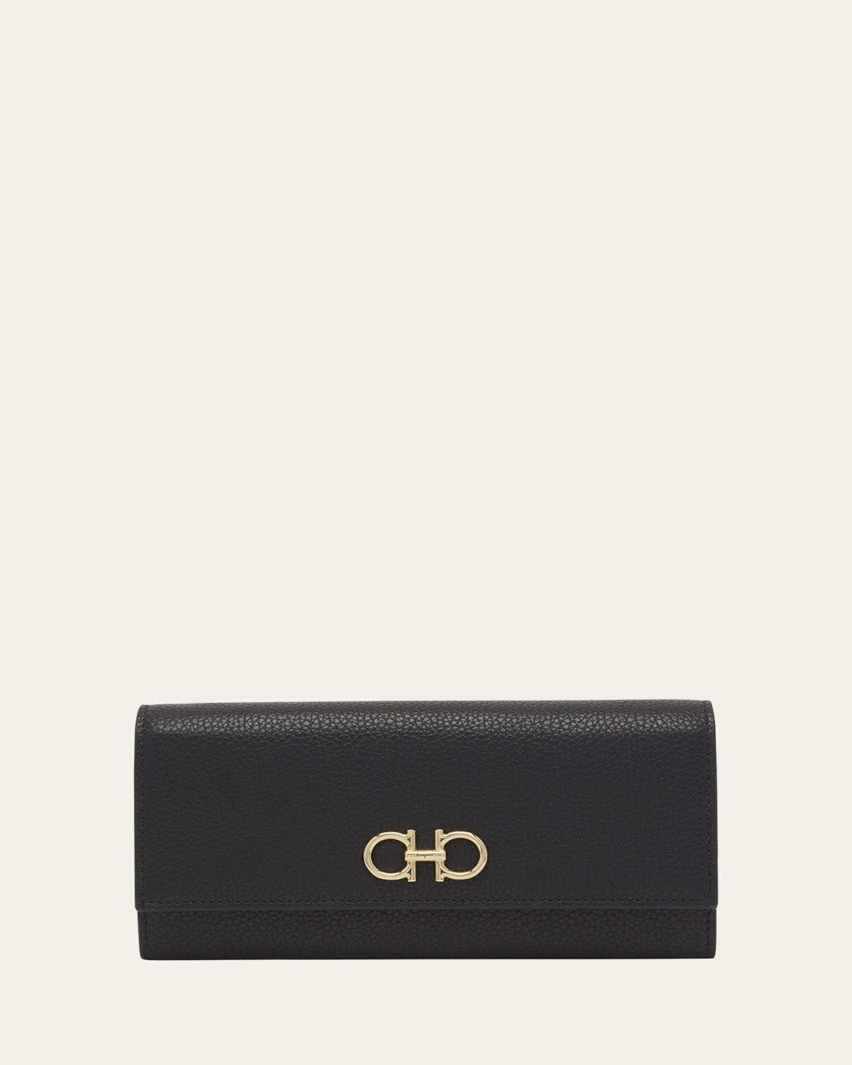 Ferragamo Gancino Flap Leather Wallet on Chain