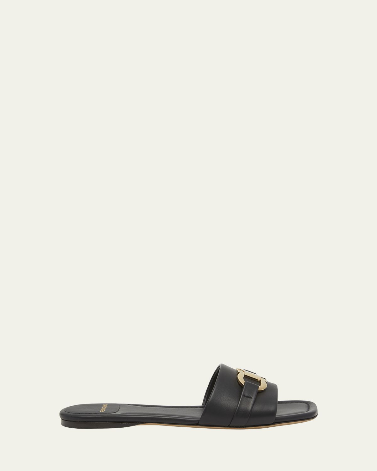 Ferragamo Leah Gancini Bit Leather Slide Sandals