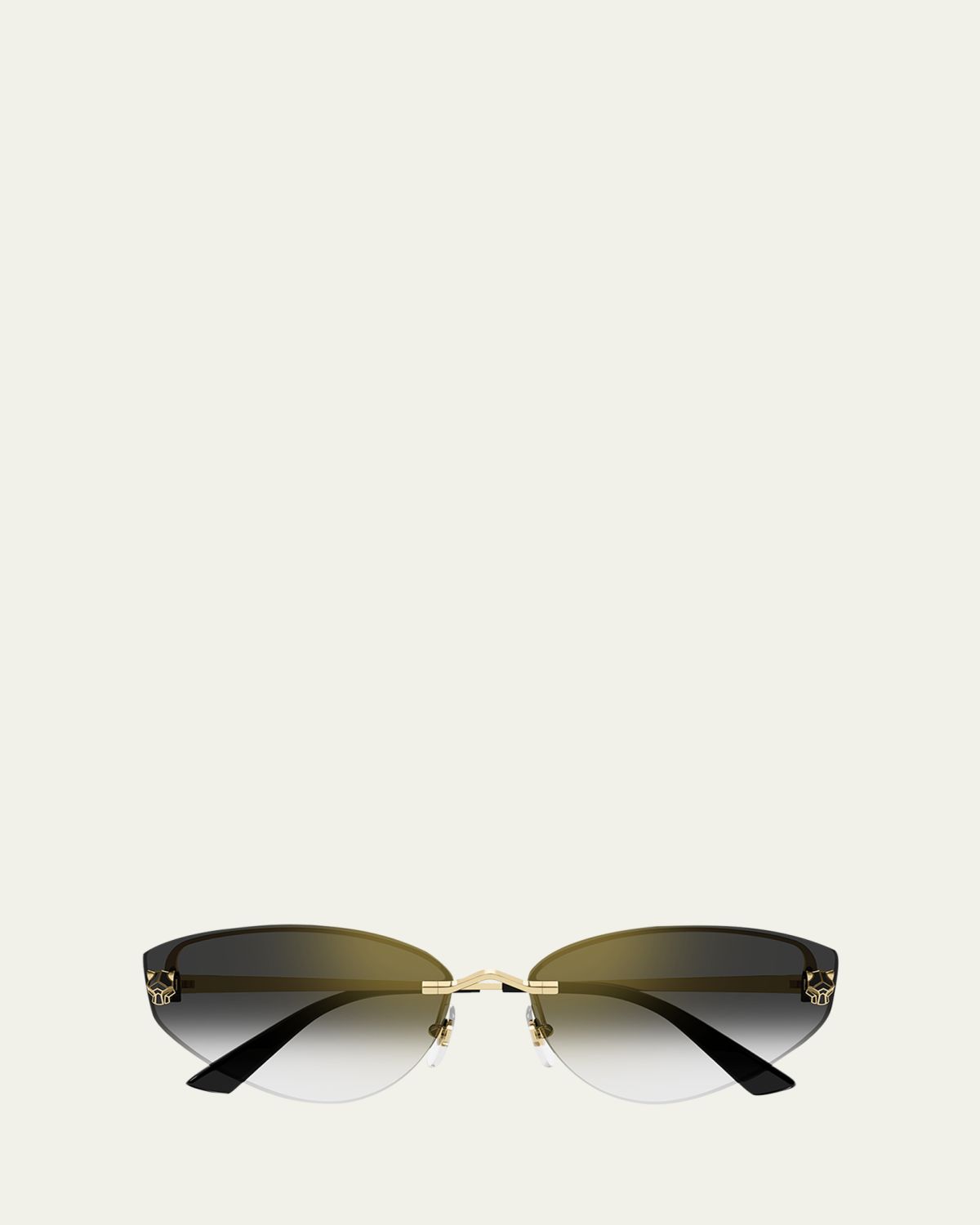 Cartier Panthère Rimless Metal Alloy Cat-Eye Sunglasses