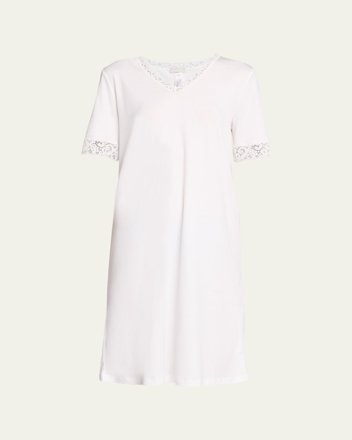 Hanro Moments Short Sleeve Lace Cotton Nightgown