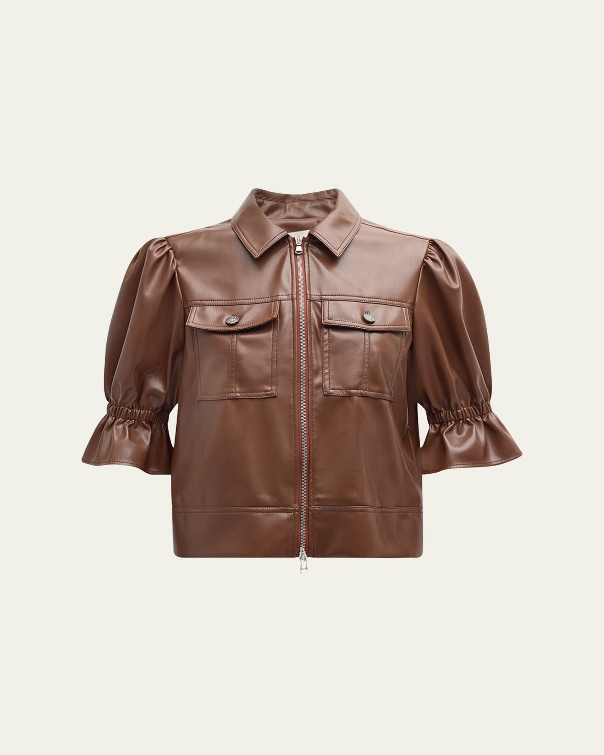 Cinq a Sept Holly Cropped Vegan Leather Jacket