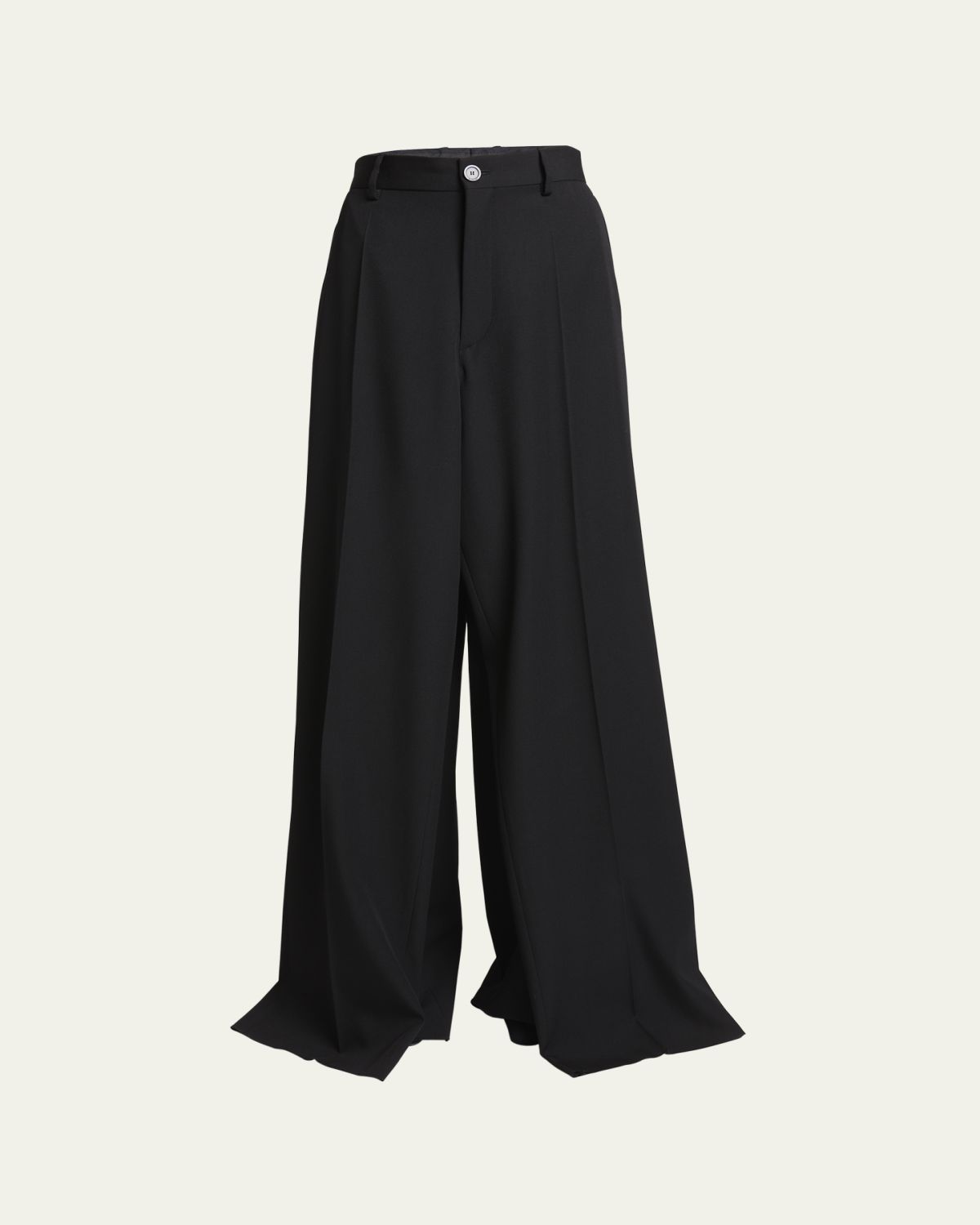 Balenciaga Double Front Wide-Leg Wool Pants