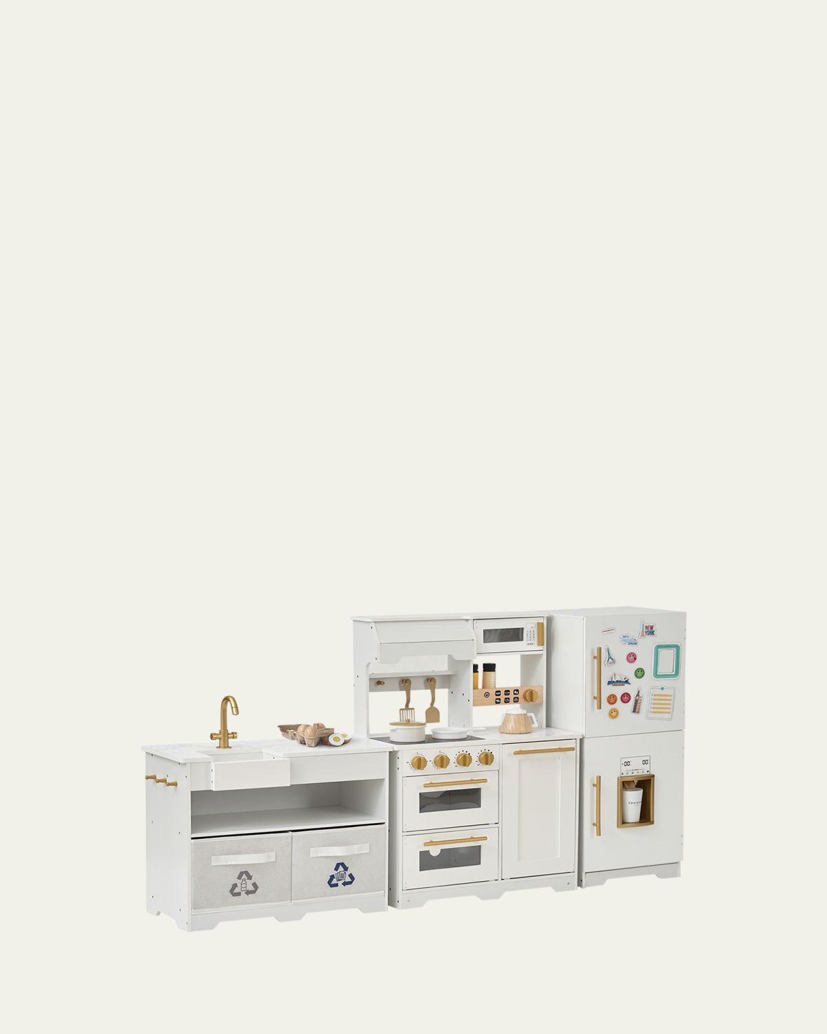 Teamson Kids Kid's Little Chef Atlanta Large Modular Play Kitchen W/ Play Food & Kitchen Accessories