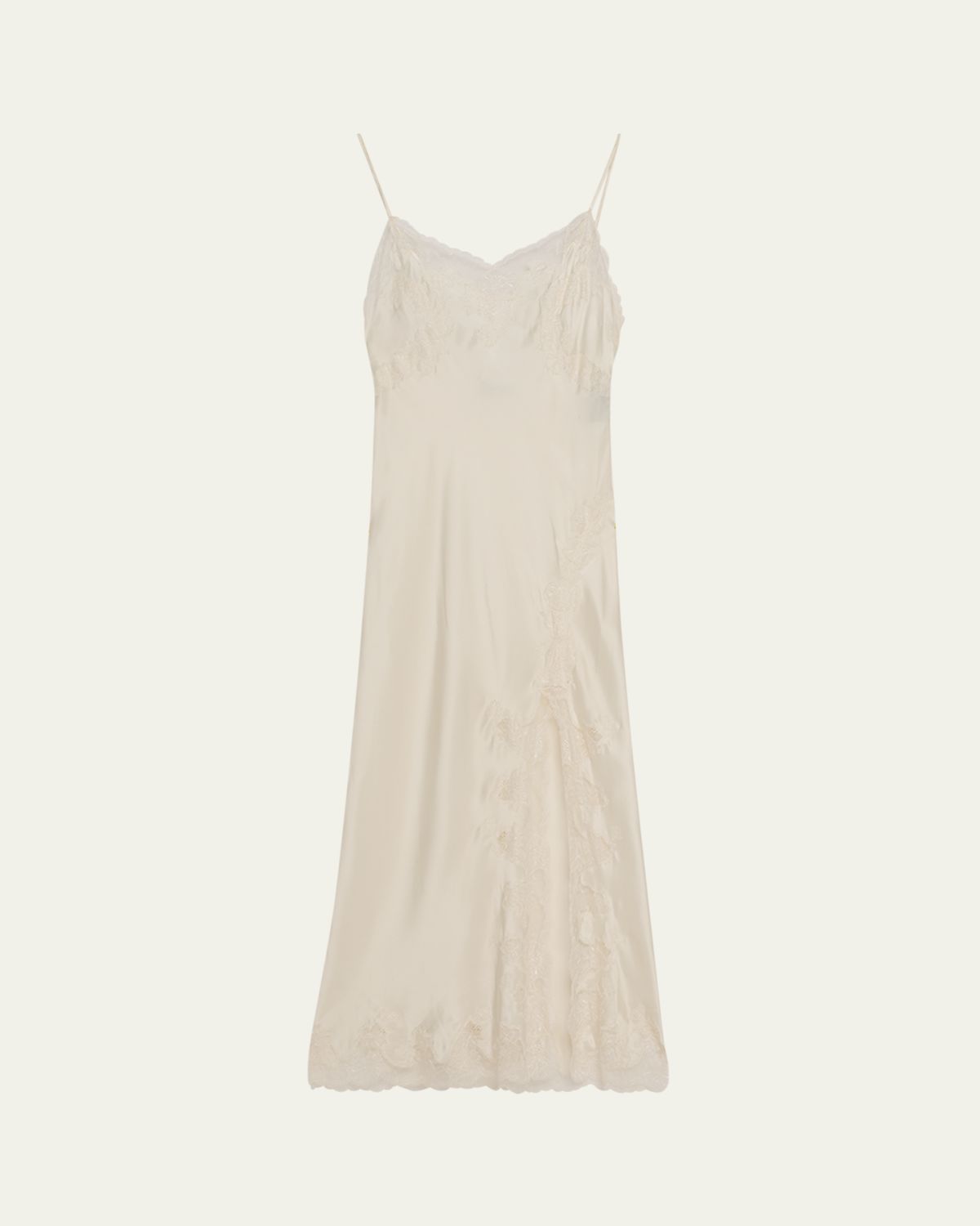 Josie Natori Lolita Sleeveless Lace-Trim Charmeuse Nightgown