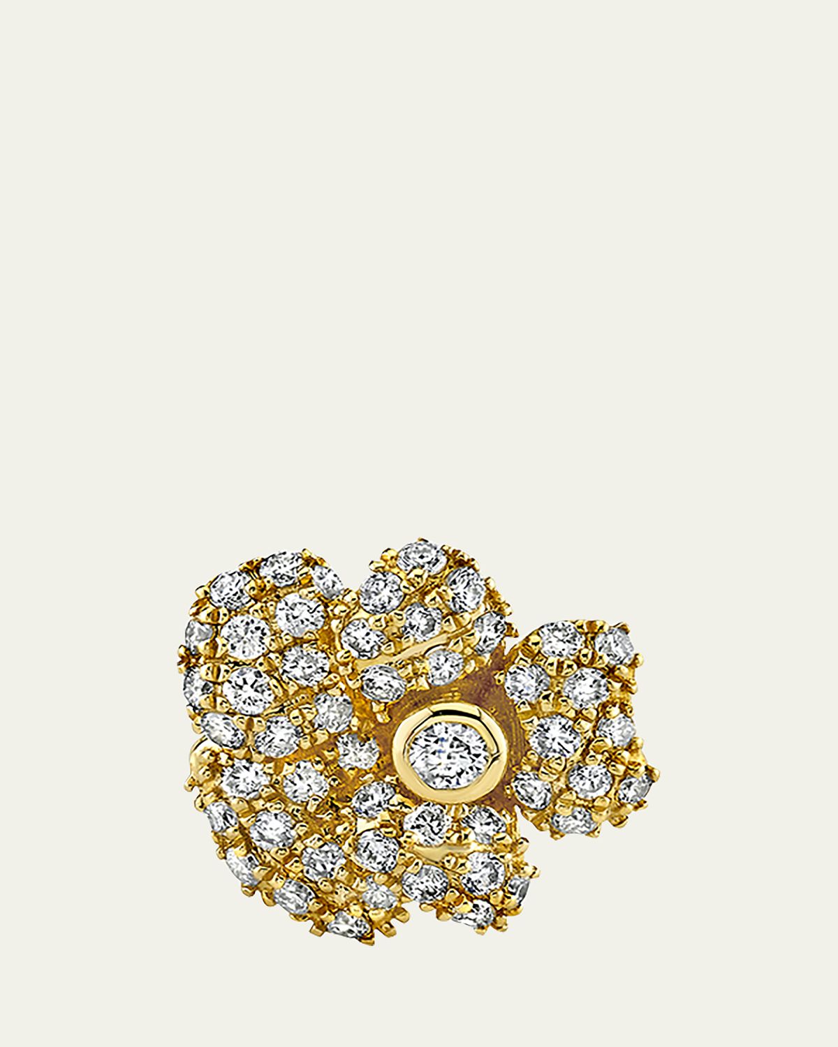 Sydney Evan 14K Yellow Gold Pave Diamond Pansy Single Stud Earring