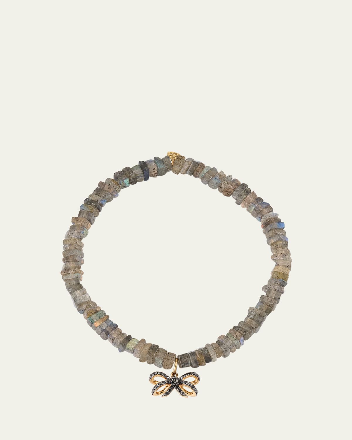 Sydney Evan 14K Pave and Labradorite Bracelet with Double Bow Charm