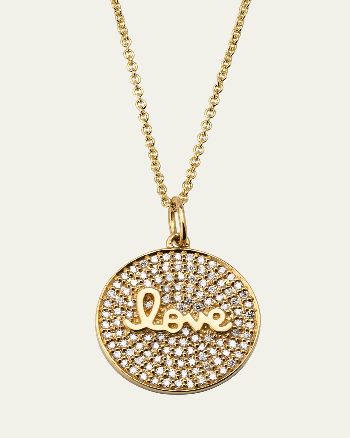 Sydney Evan Diamond Love Script Medallion Necklace