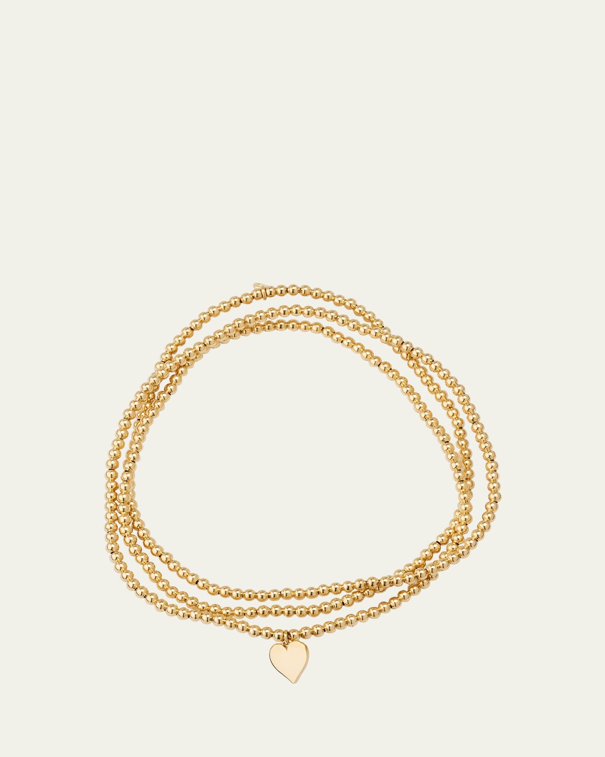 Sydney Evan 14k Yellow Gold Pure Heart Charm & Bead Wrap Bracelet