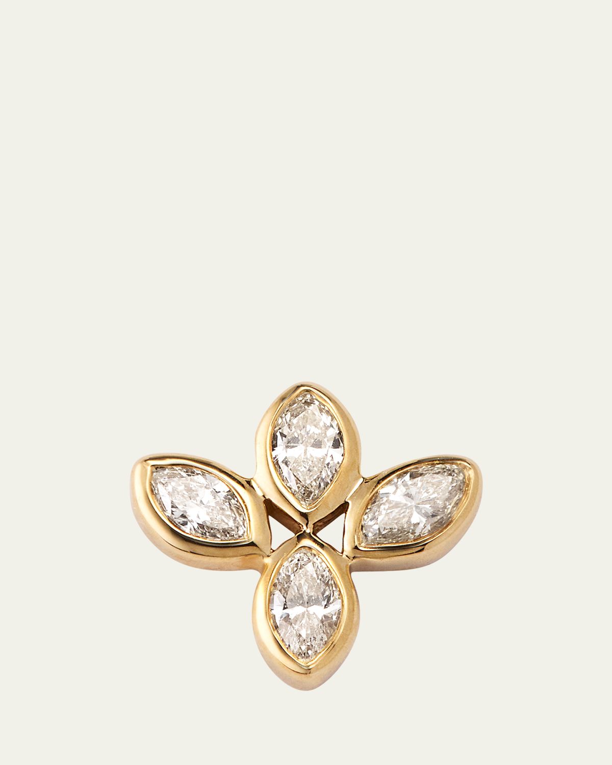 Sydney Evan 14K Yellow Gold Marquise Diamond Flower Stud Earring, Single | Thumbnail 5
