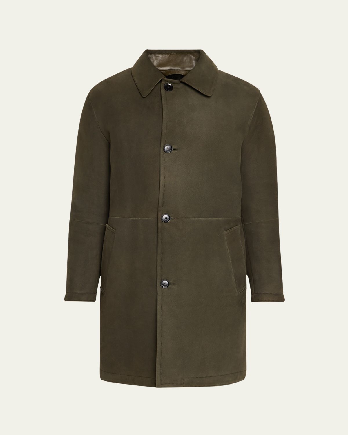 Brioni Men's Leather Overcoat