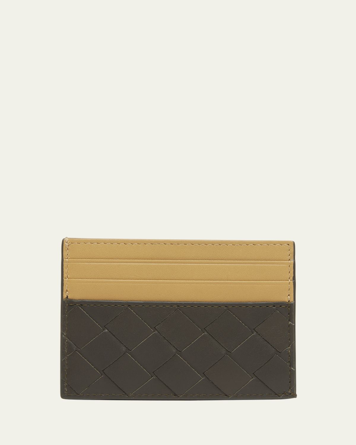 Bottega Veneta Men's Bicolor Intrecciato Leather Card Holder