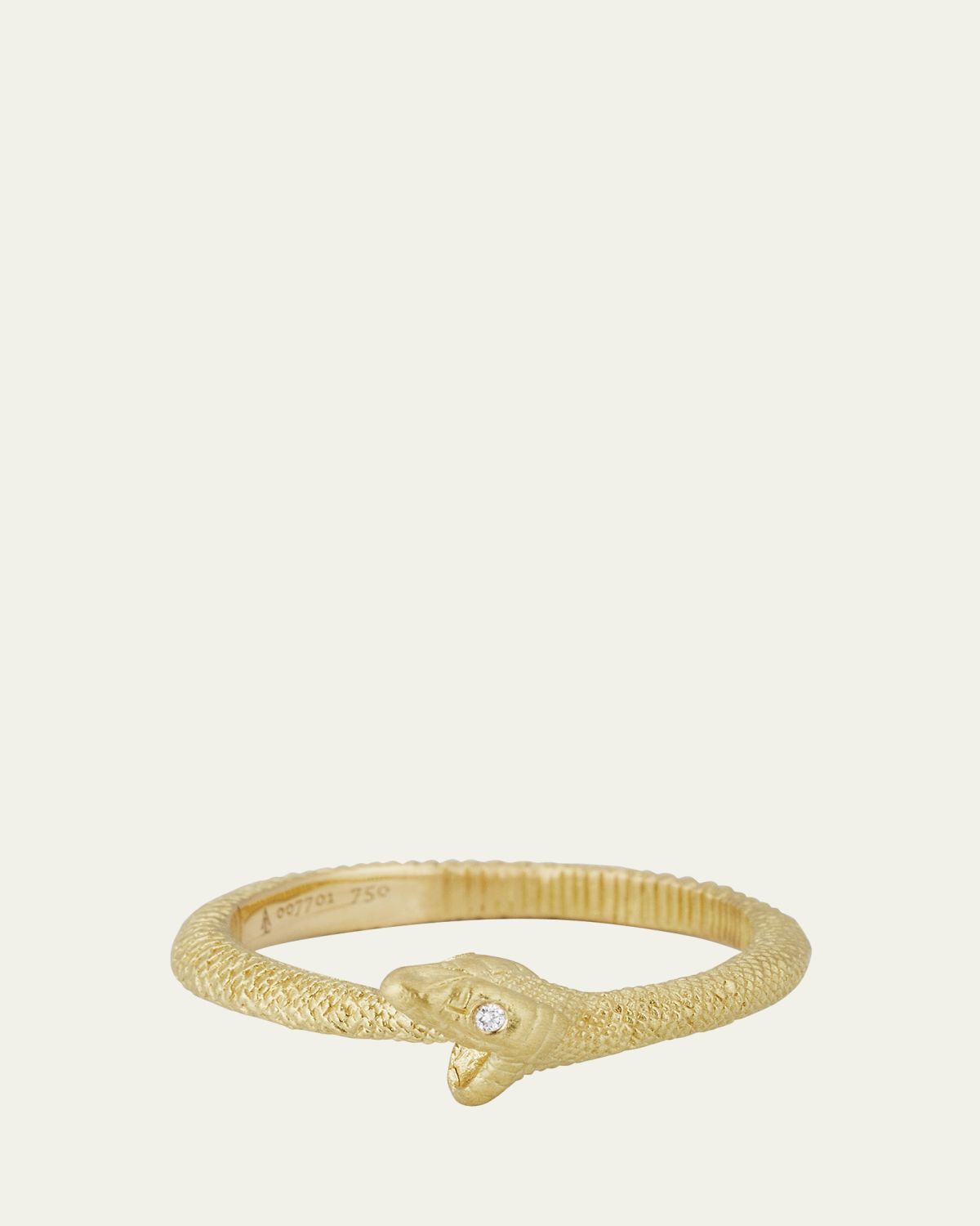Anthony Lent 18K Yellow Gold Ouroboros Ring with Diamonds