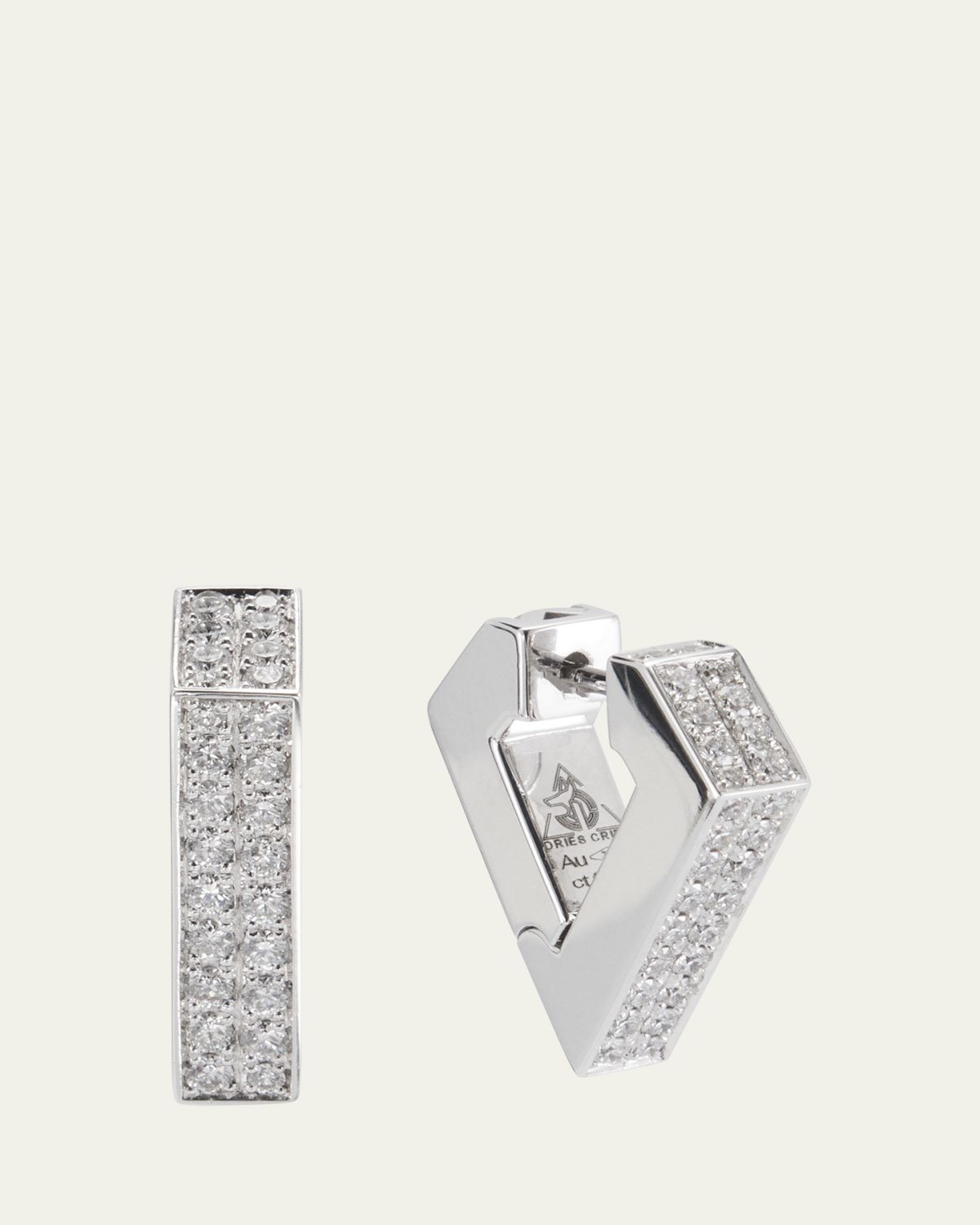 Dries Criel 18k White Gold Medium Diamond Brute Diamanti Earrings