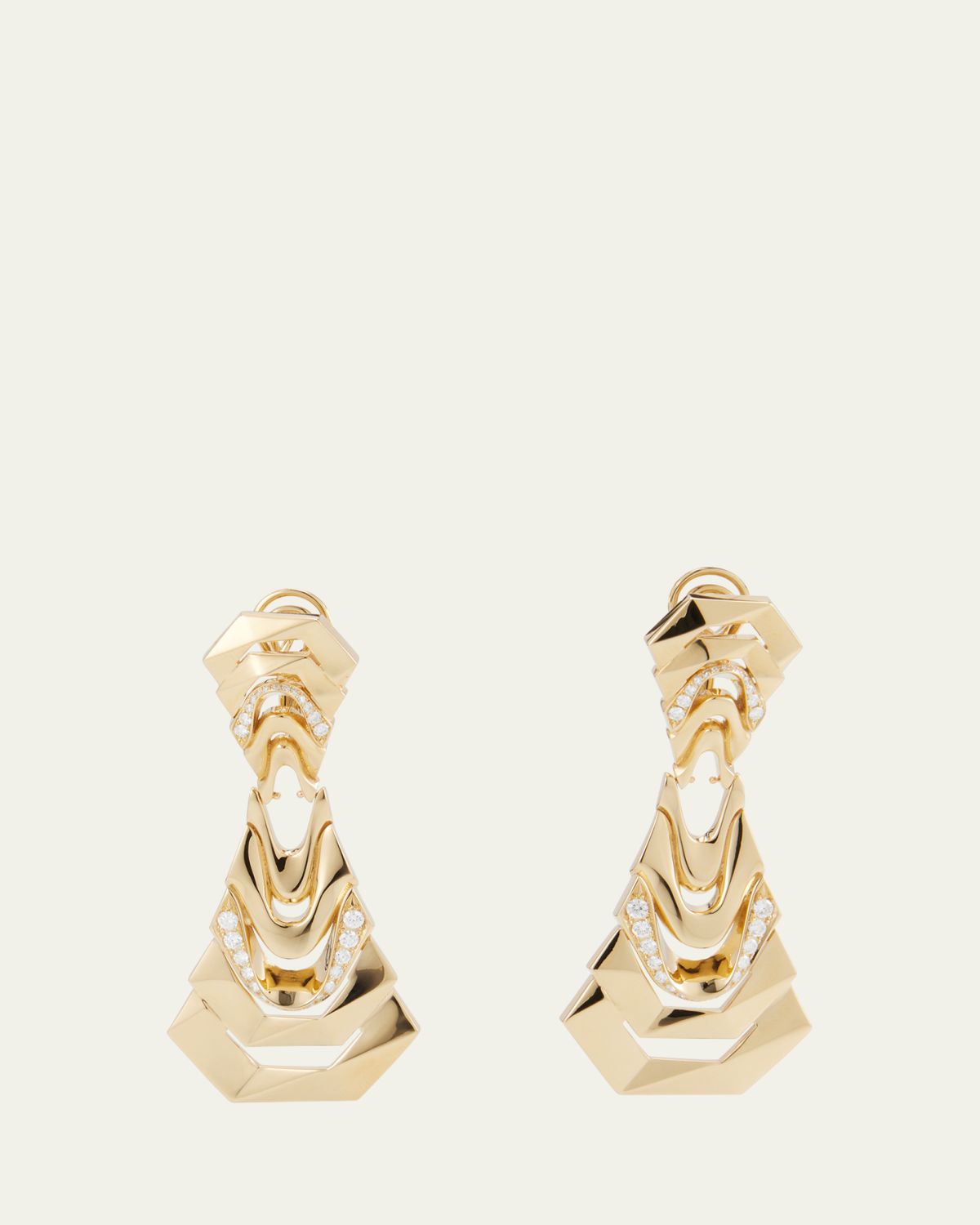 Dries Criel 18k Yellow Gold Diamond White Crow Earrings