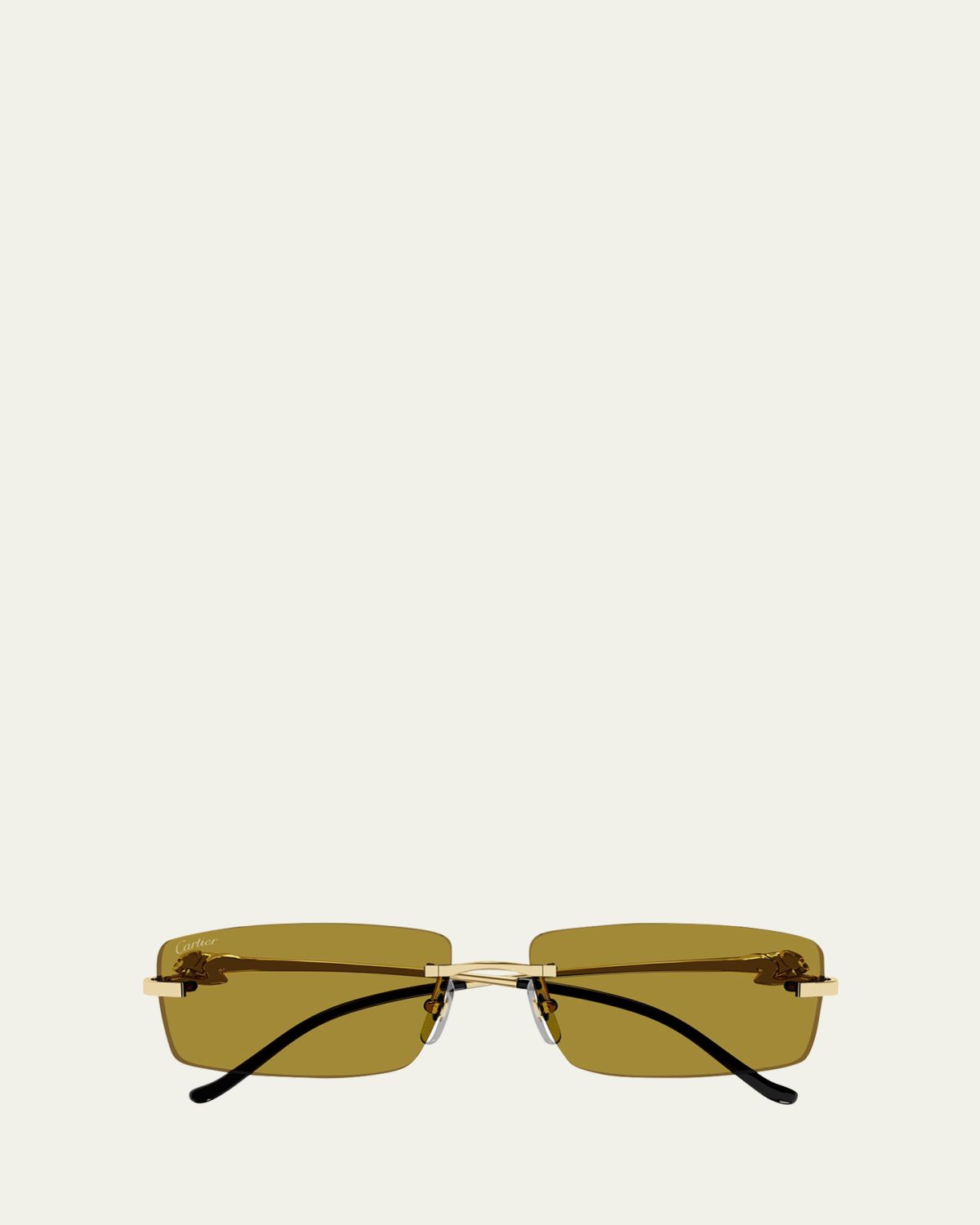 Cartier Men's Rimless Metal Rectangle Sunglasses