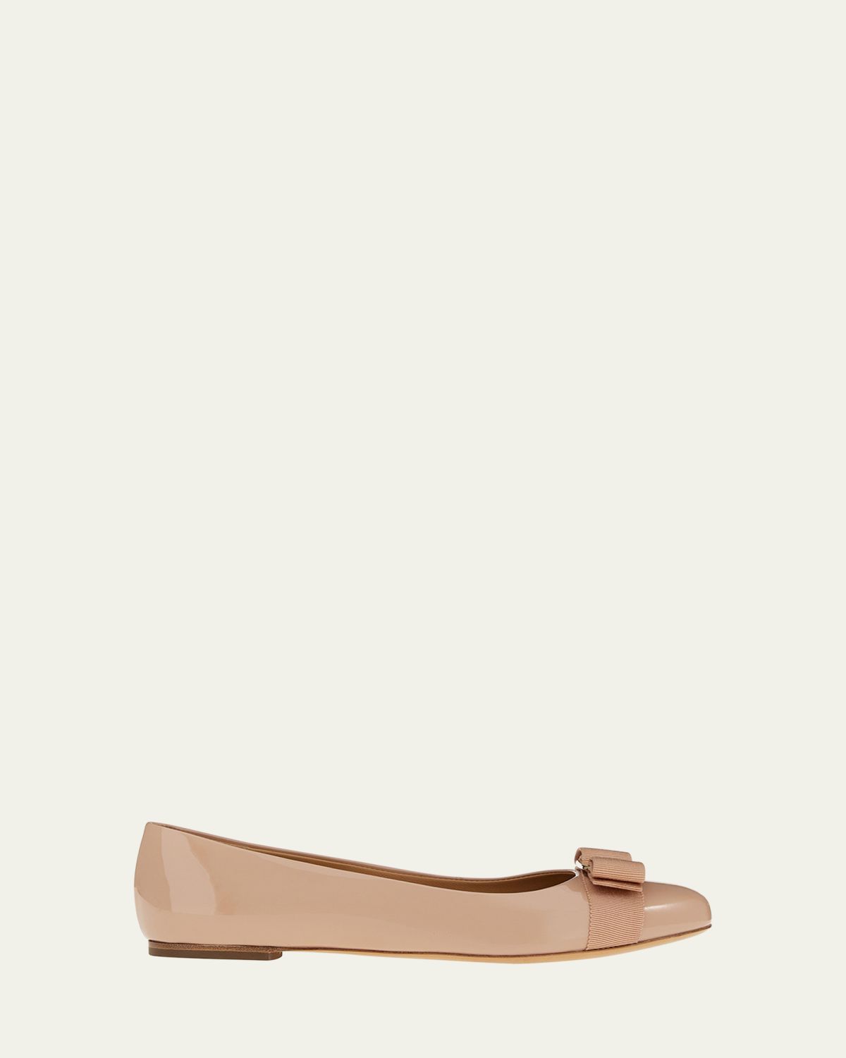 Ferragamo Varina Patent Leather Bow Ballerina Flats