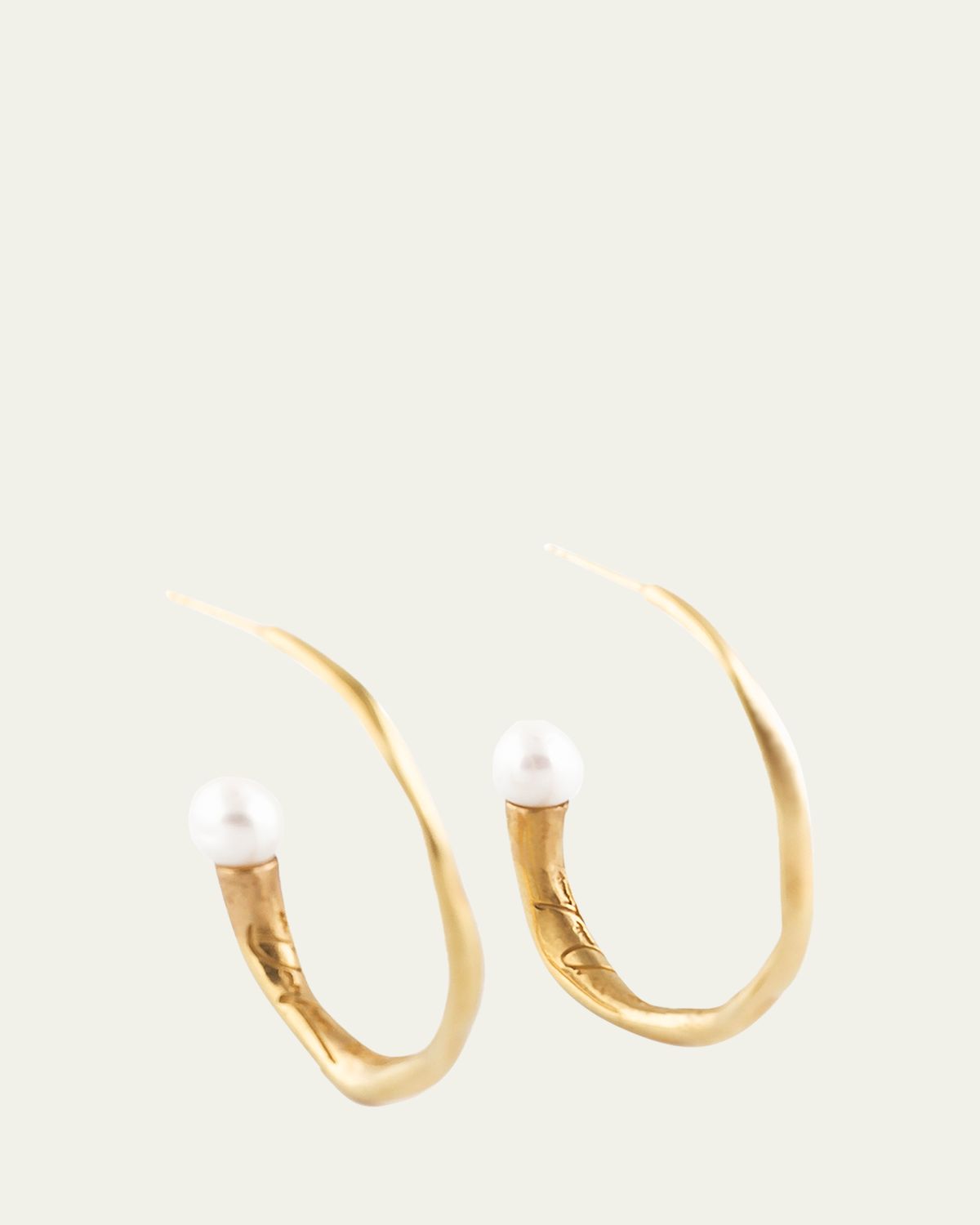 Deux Lions Jewelry 14K Yellow Gold Noah Pearl Hoops